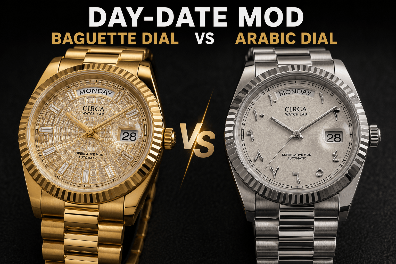 Day-Date Mod Baguette Dial vs Arabic Dial: Which CWL Style Has Been Getting the Most Attention in 2026 - Circa Watch Labs