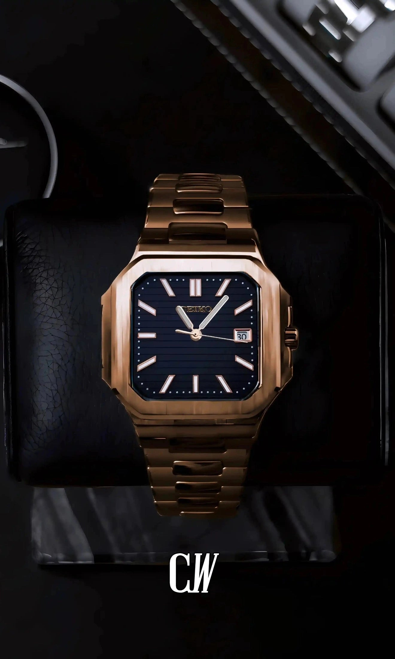 Cubito mod watch rose gold black-Circa Watch Labs