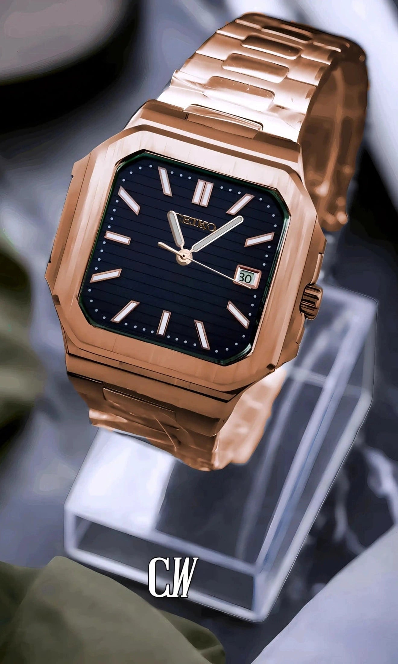 Cubito mod watch rose gold black-Circa Watch Labs