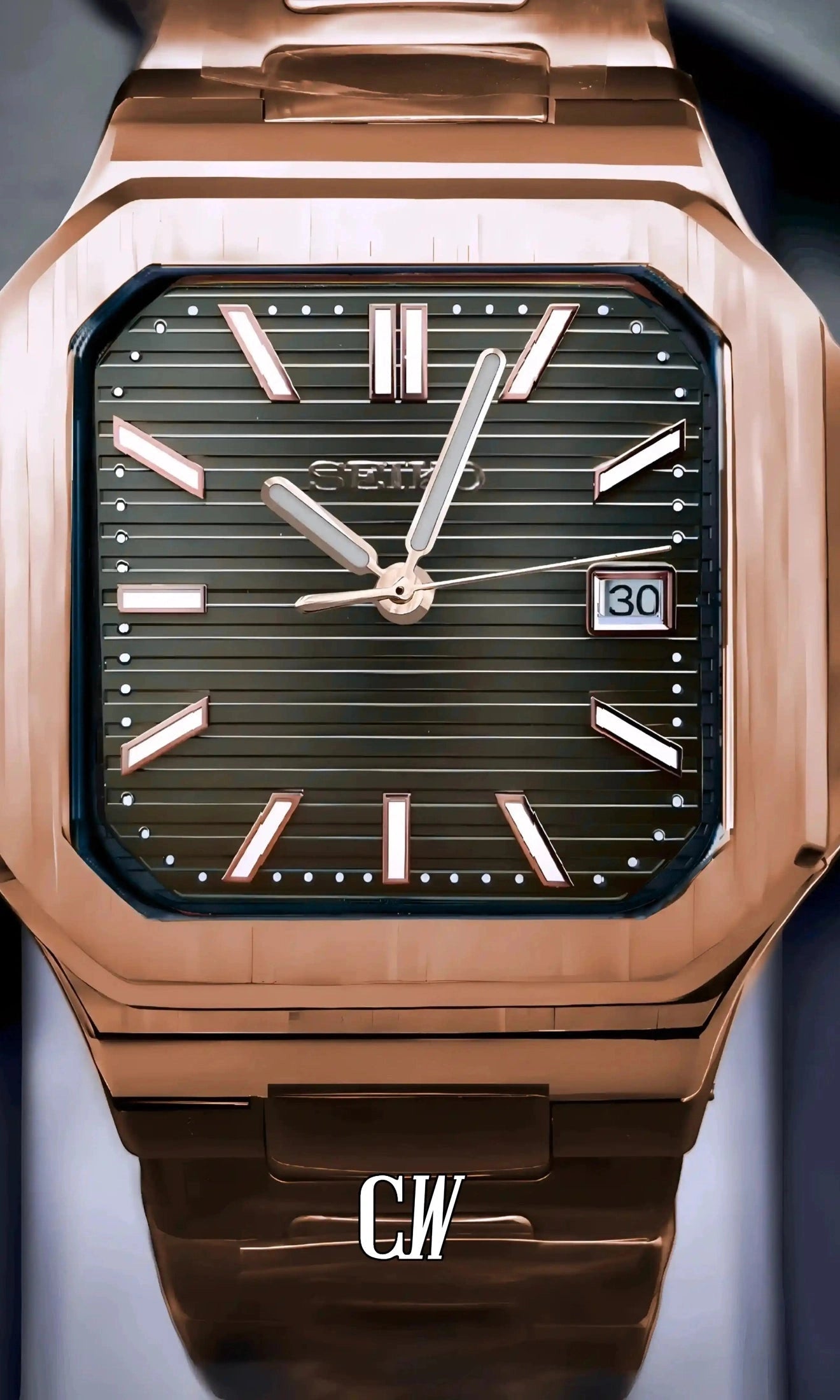 Cubito mod watch rose gold olive green-Circa Watch Labs