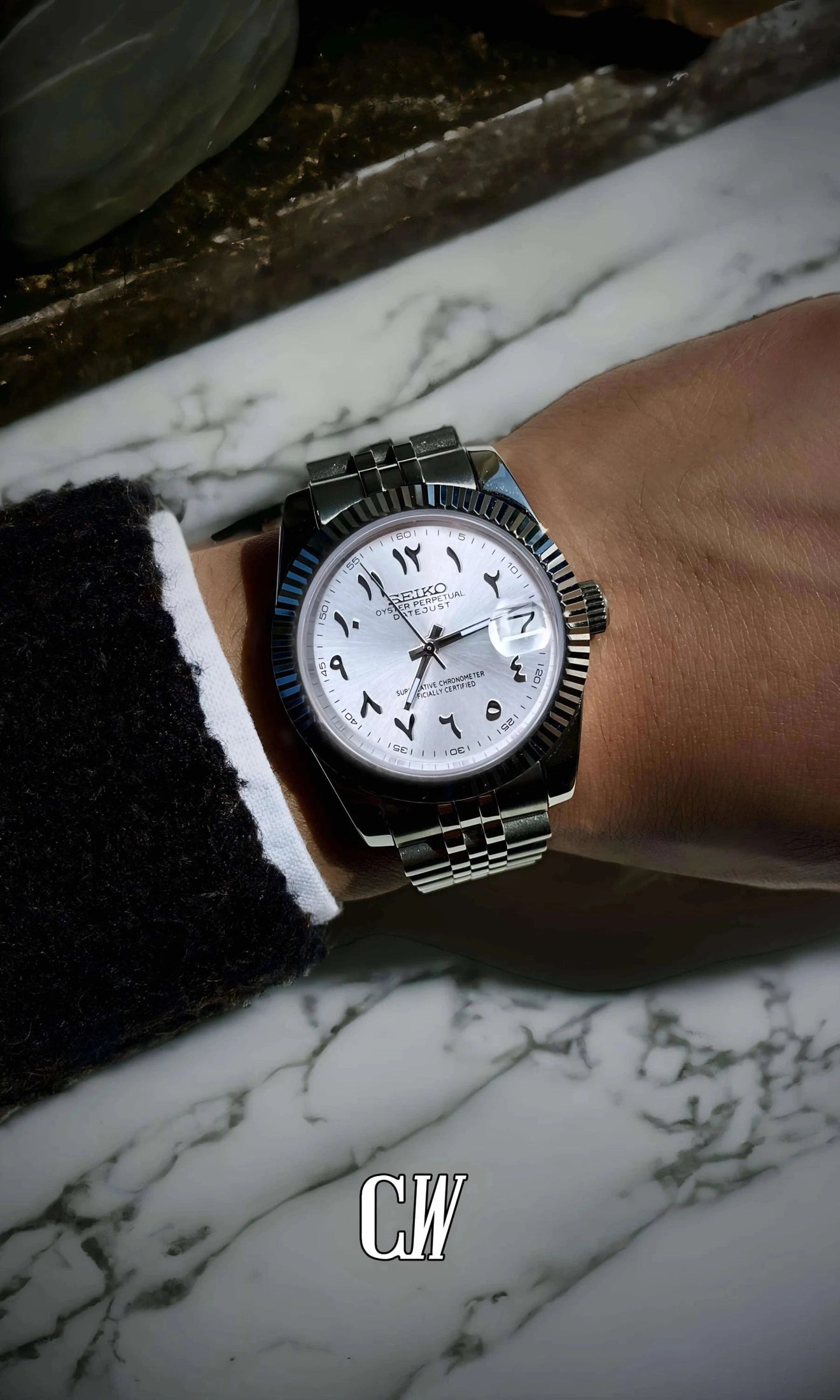 DJ mod watch 'Silver white' arabic-Circa Watch Labs