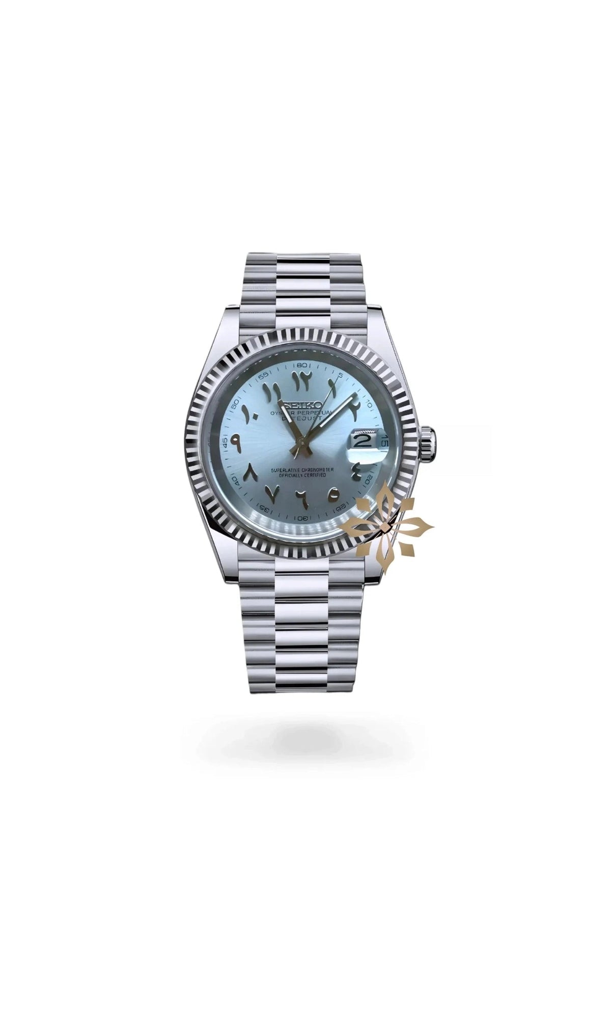 MOD時計　DJオマージュウォッチ　ブルー文字盤 ジュビリー風ブレス DJ mod watch 'arabic ice blue'