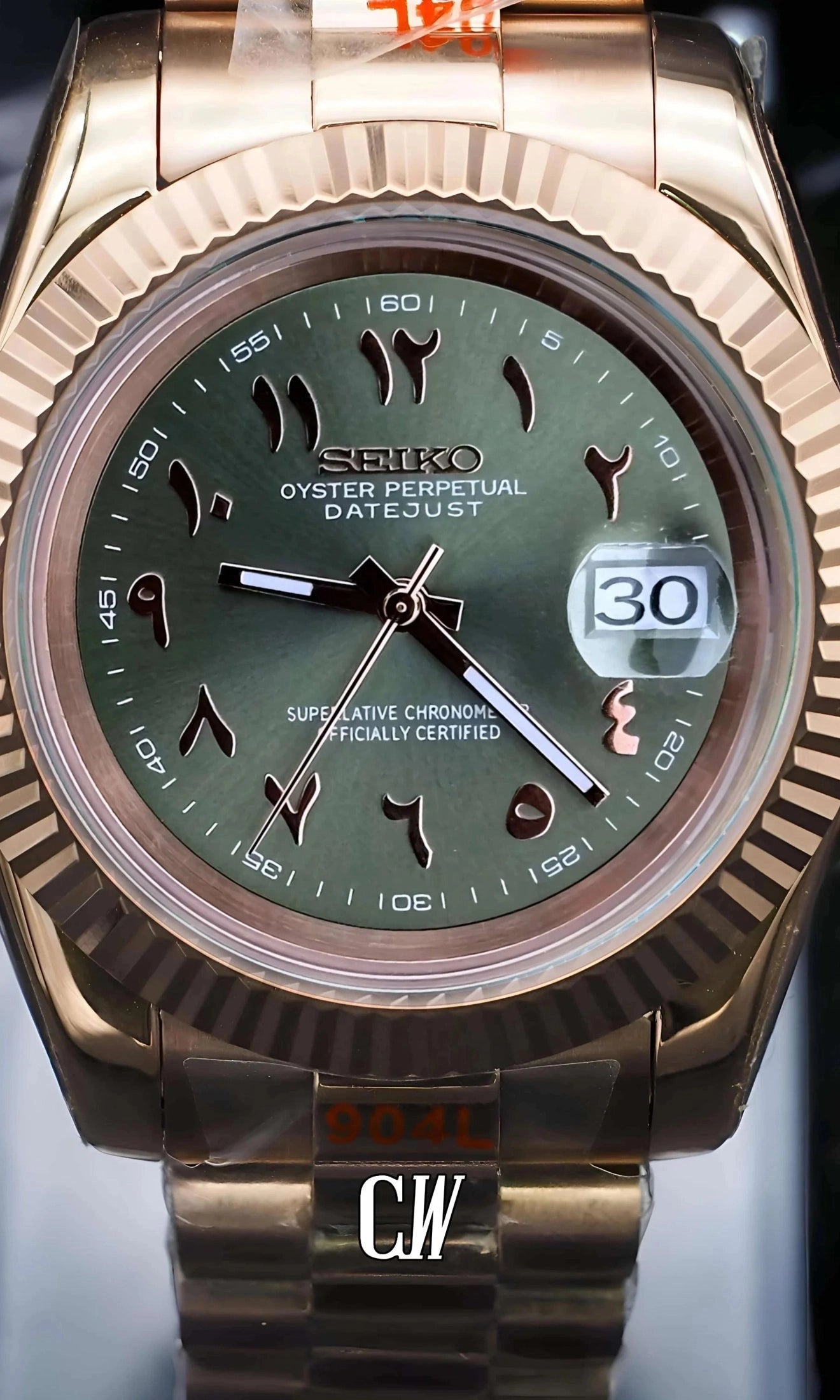 DJ mod watch rose gold 'arabic olive green'-Circa Watch Labs