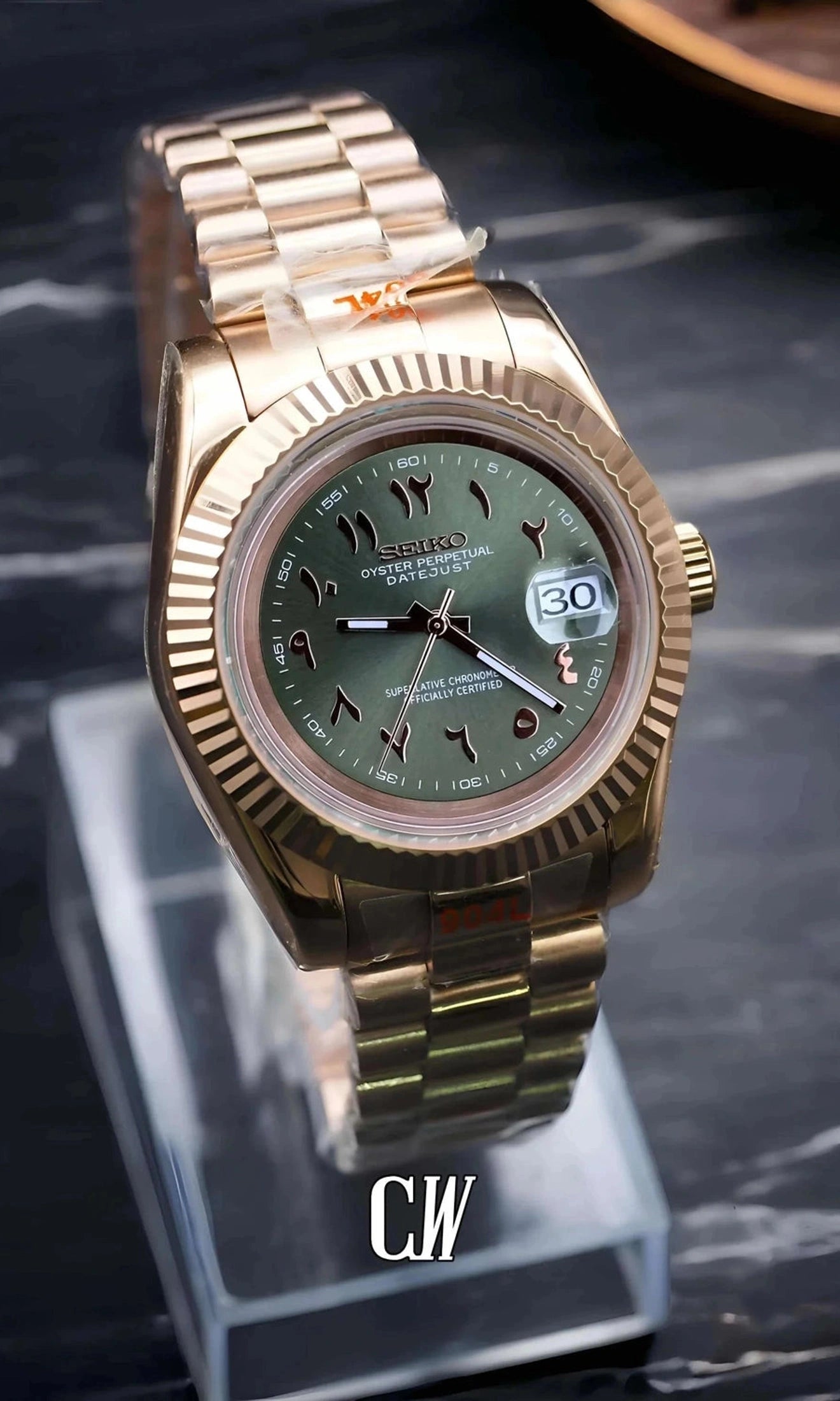 DJ mod watch rose gold 'arabic olive green'-Circa Watch Labs