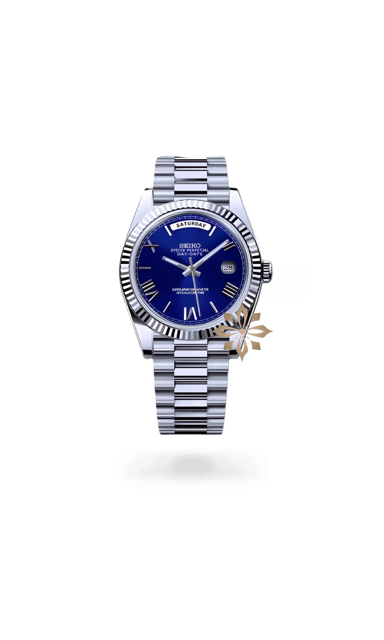 Daydate mod blue roman numeral automatic watch-Circa Watch Labs
