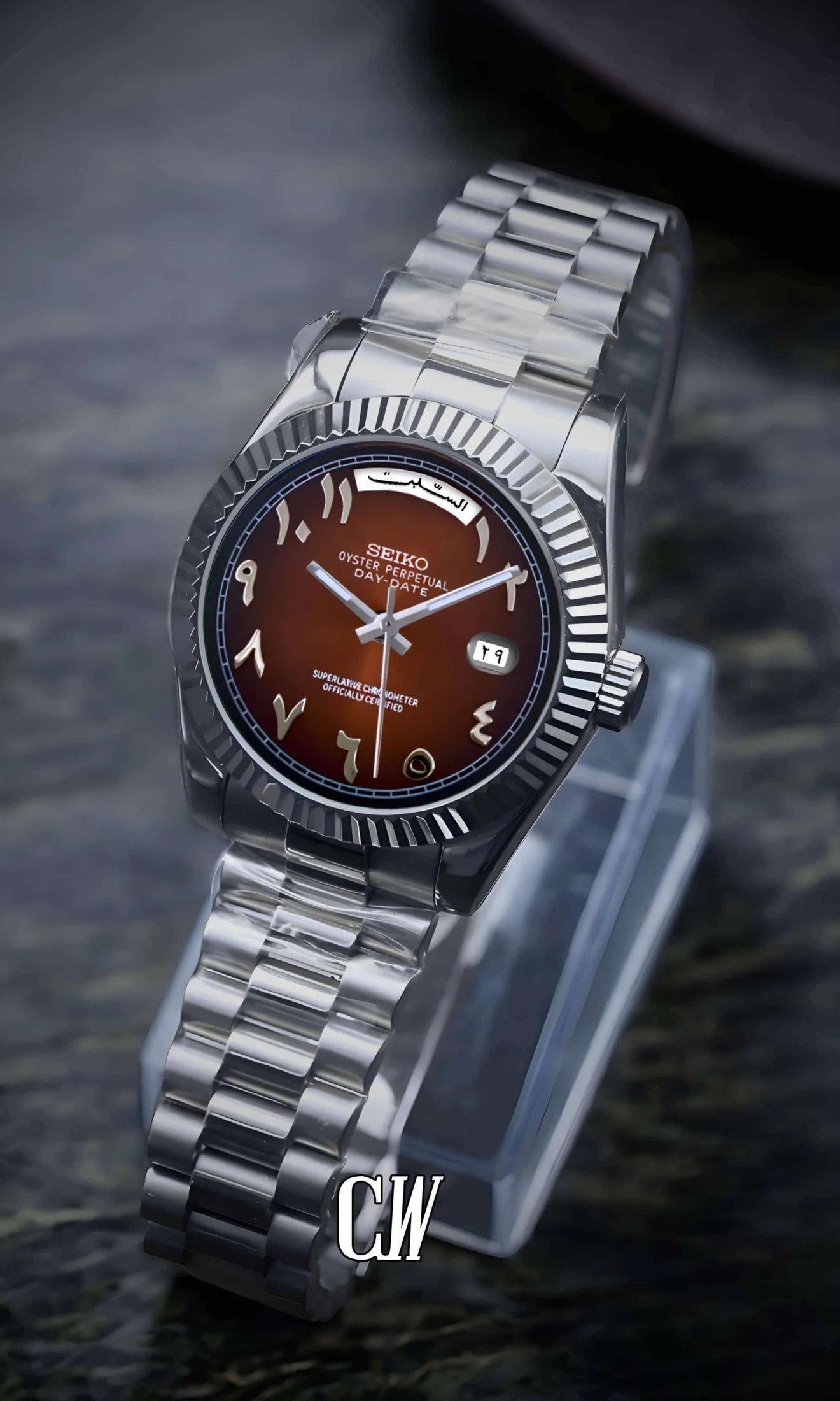 Daydate mod chocolate arabic automatic watch-Circa Watch Labs