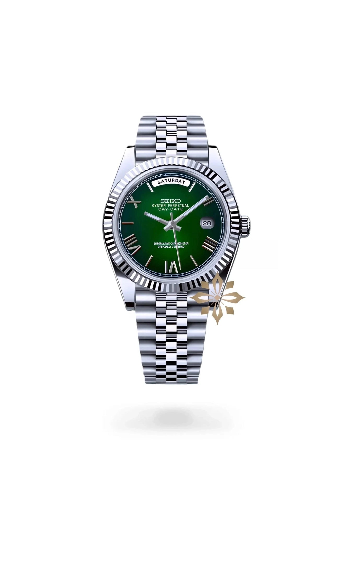 Daydate mod dark green roman numeral automatic watch-Circa Watch Labs