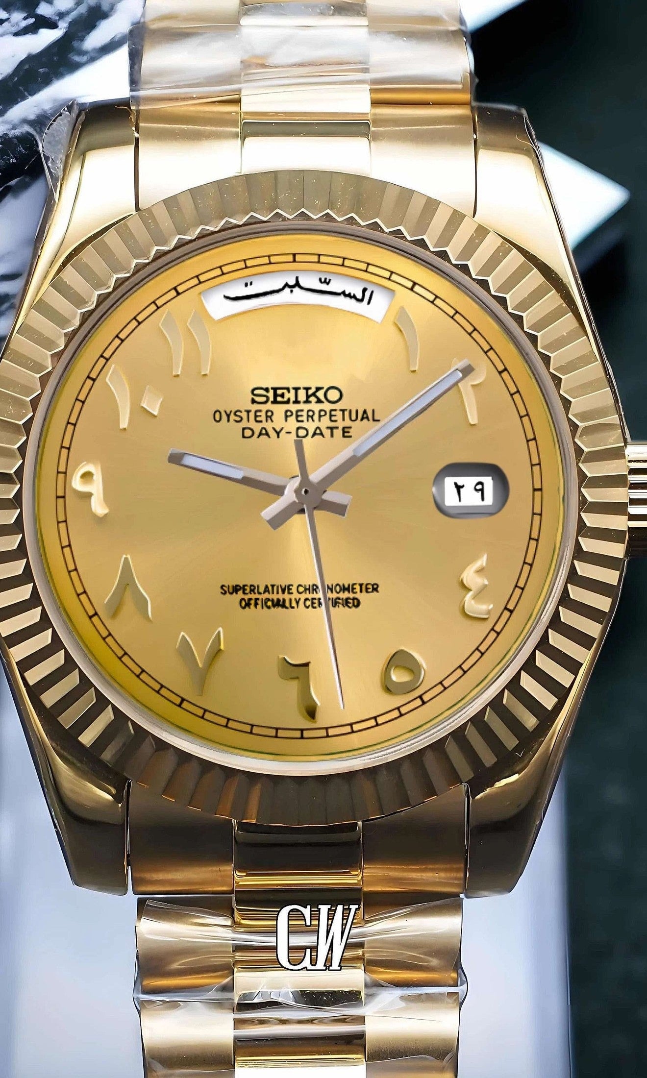 Daydate mod gold arabic automatic watch-Circa Watch Labs