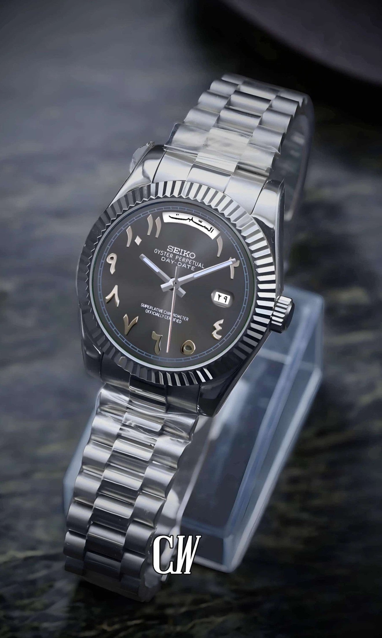 Daydate mod grey arabic automatic watch-Circa Watch Labs