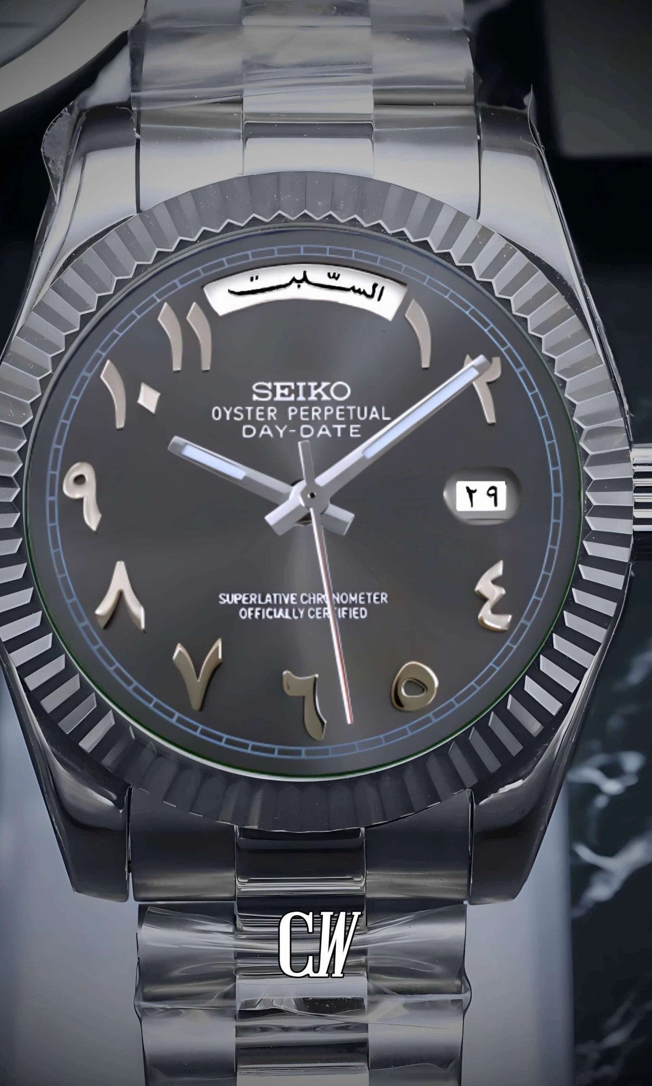 Daydate mod grey arabic automatic watch-Circa Watch Labs