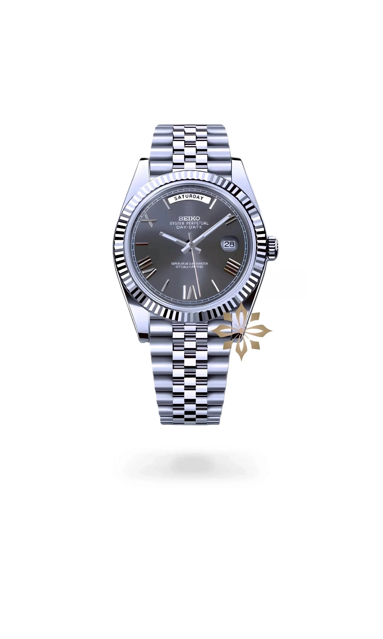 Daydate mod grey roman numeral automatic watch-Circa Watch Labs