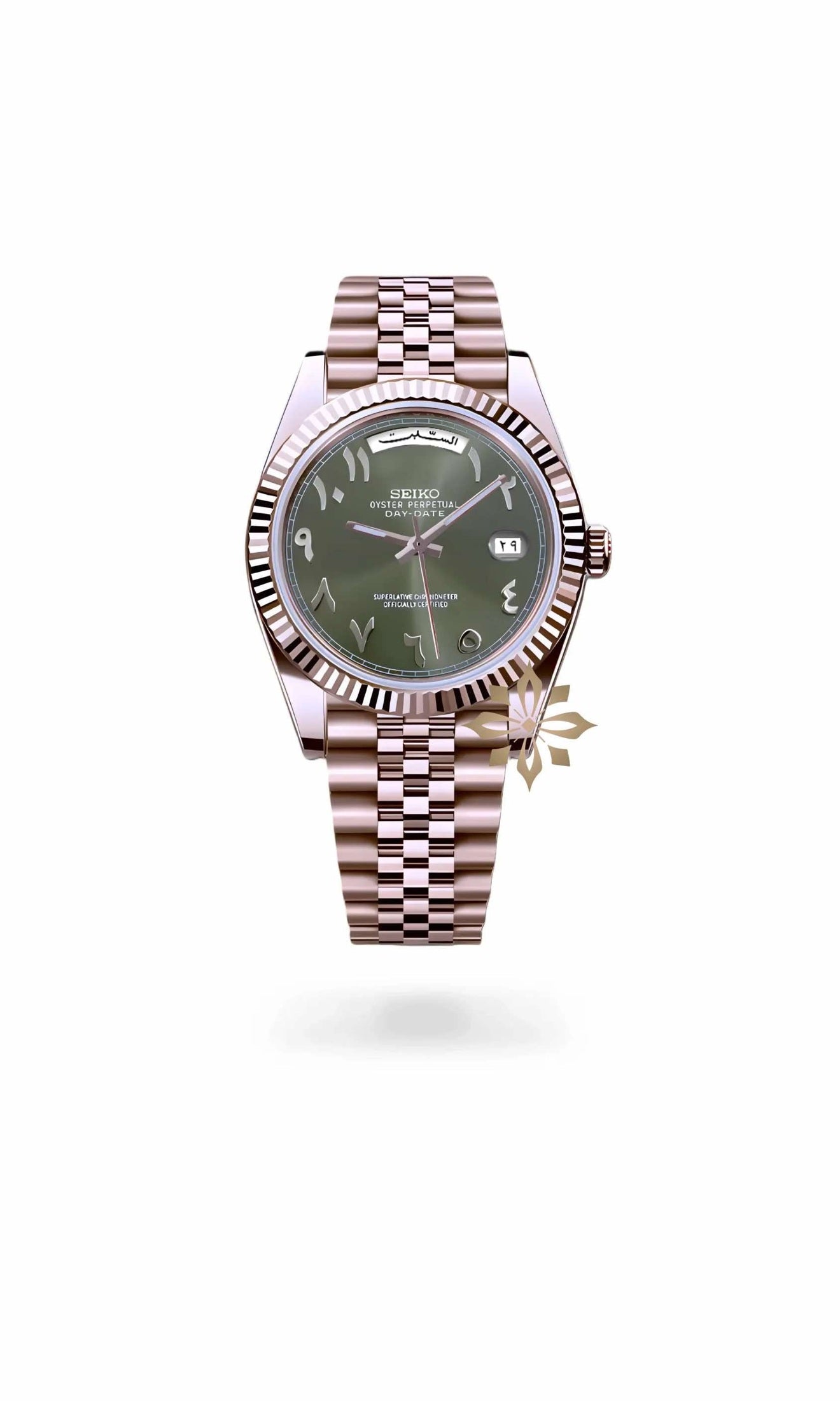 Daydate mod olive green rose gold arabic automatic watch-Circa Watch Labs