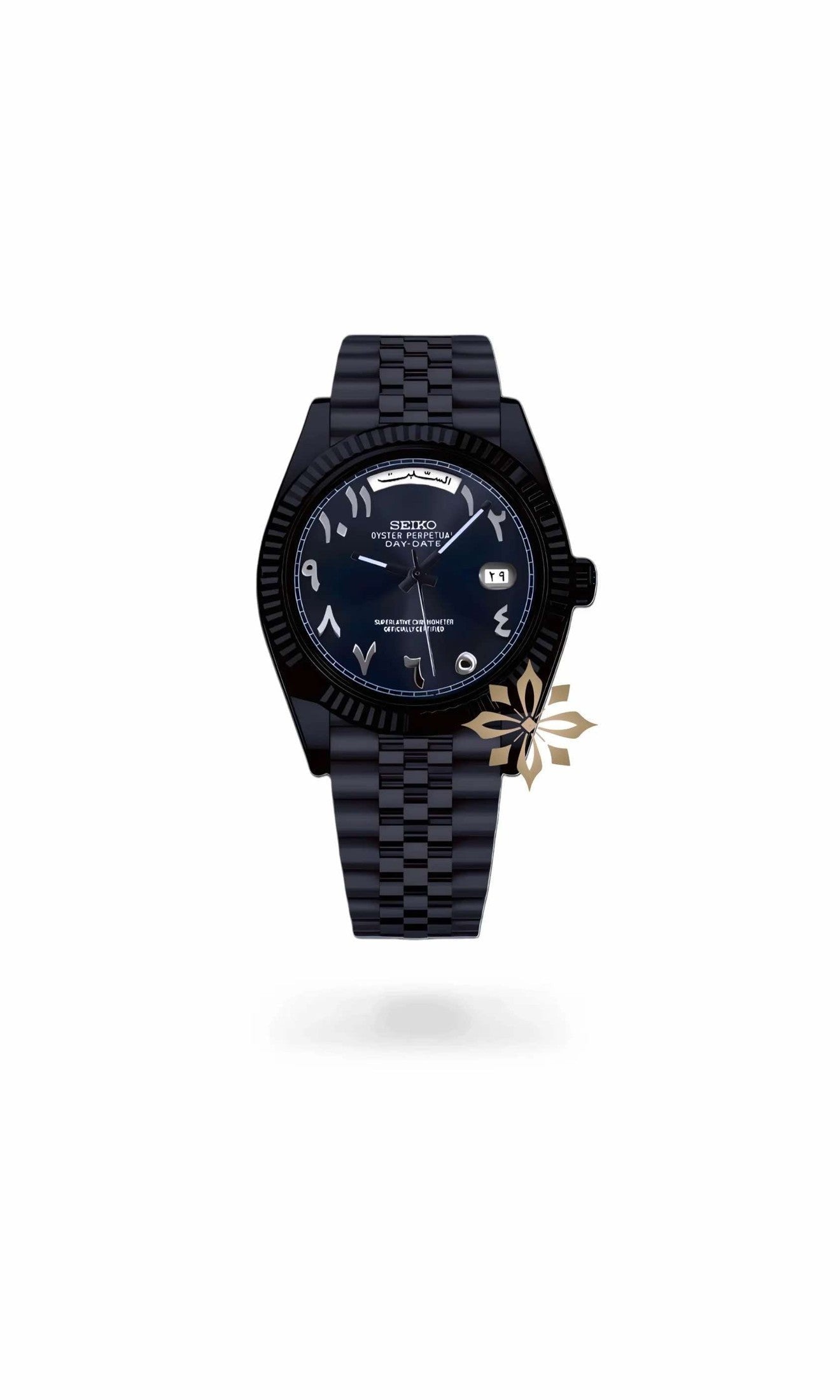 Daydate mod triple black arabic automatic watch-Circa Watch Labs