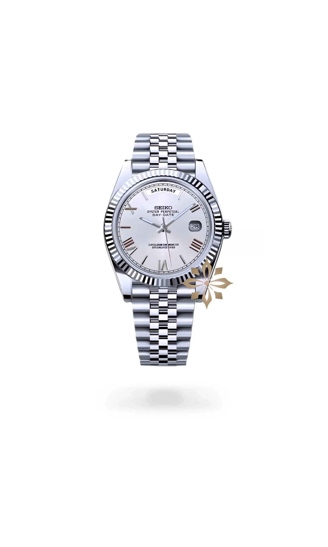 Daydate mod white roman numeral automatic watch-Circa Watch Labs