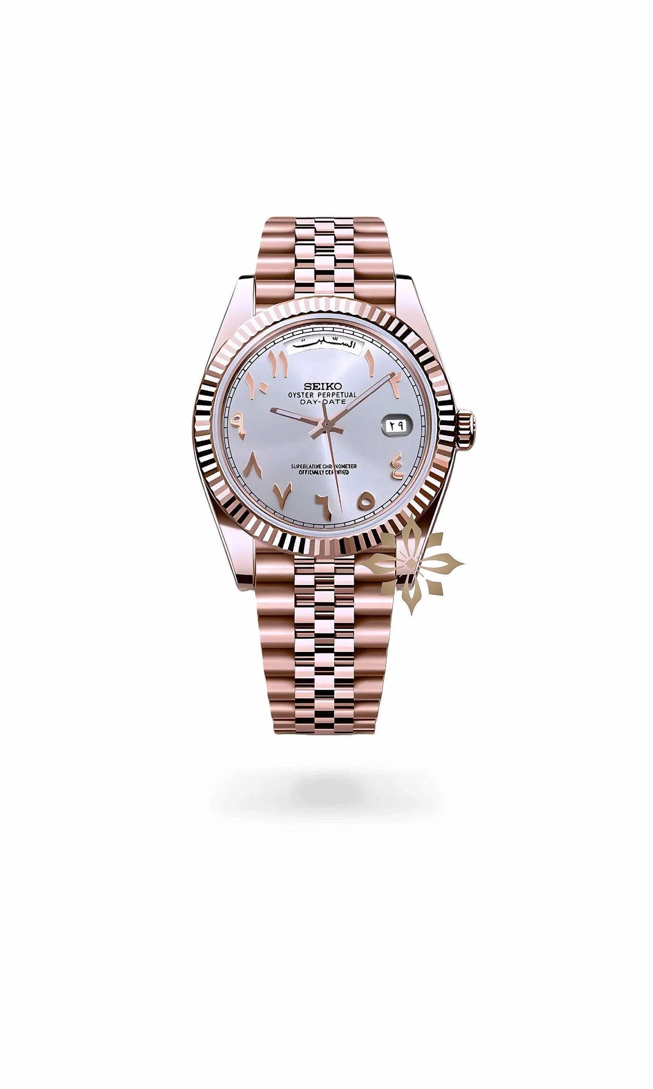 Daydate mod white rose gold arabic automatic watch-Circa Watch Labs