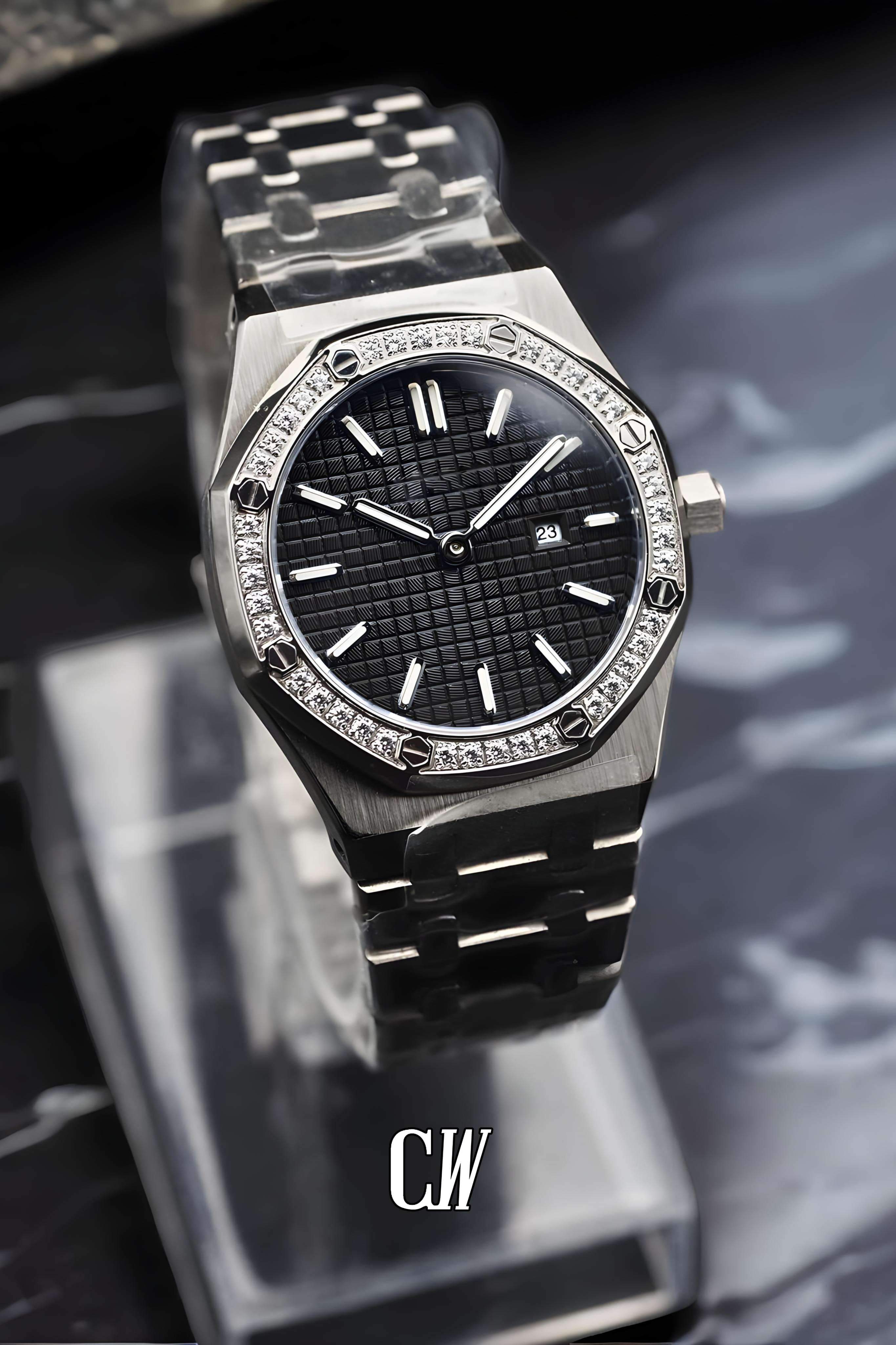 Ladies mod Royal Seikoak watch iced 'black'