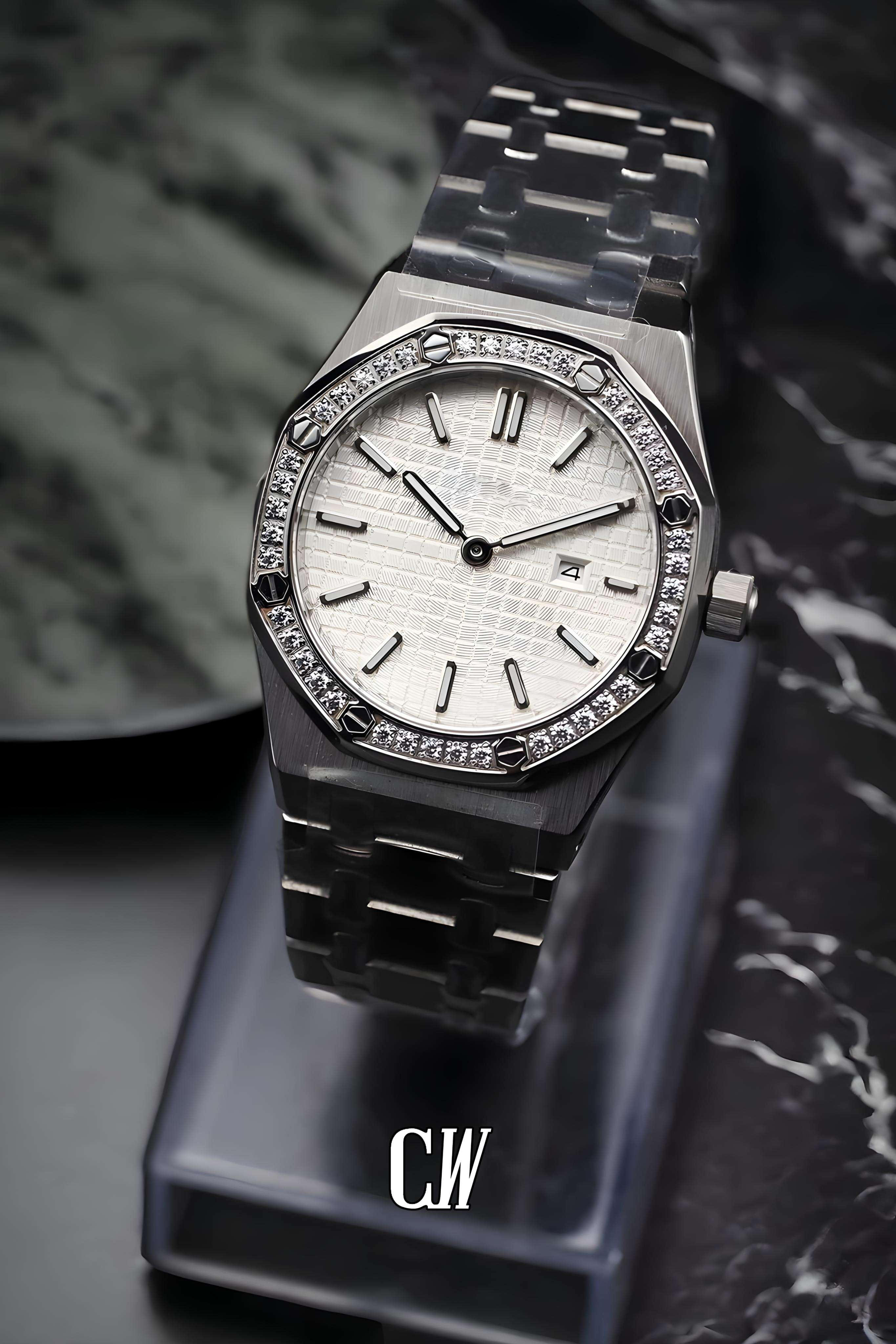 Ladies mod Royal Seikoak watch iced 'white'