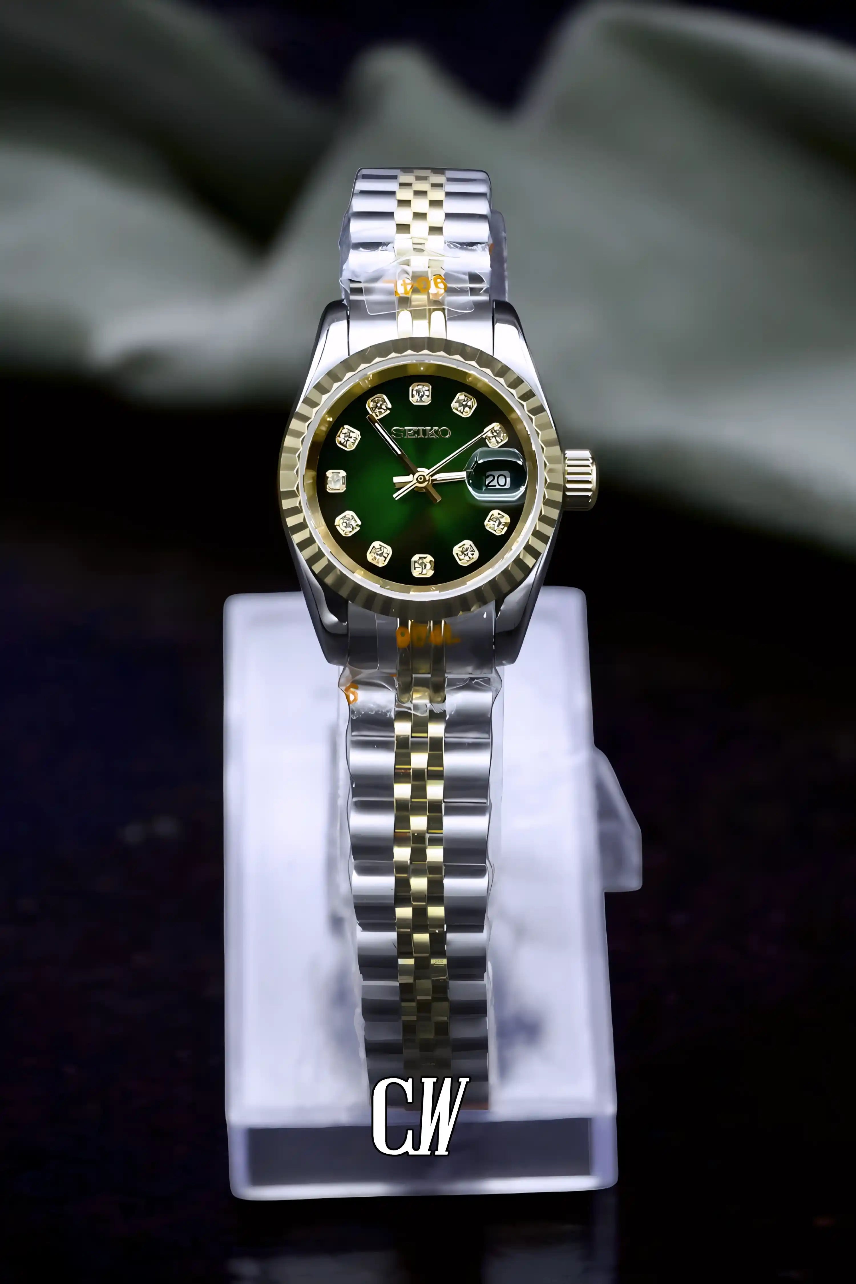 Ladies DJ mod watch 26mm two tone green-Circa Watch Labs