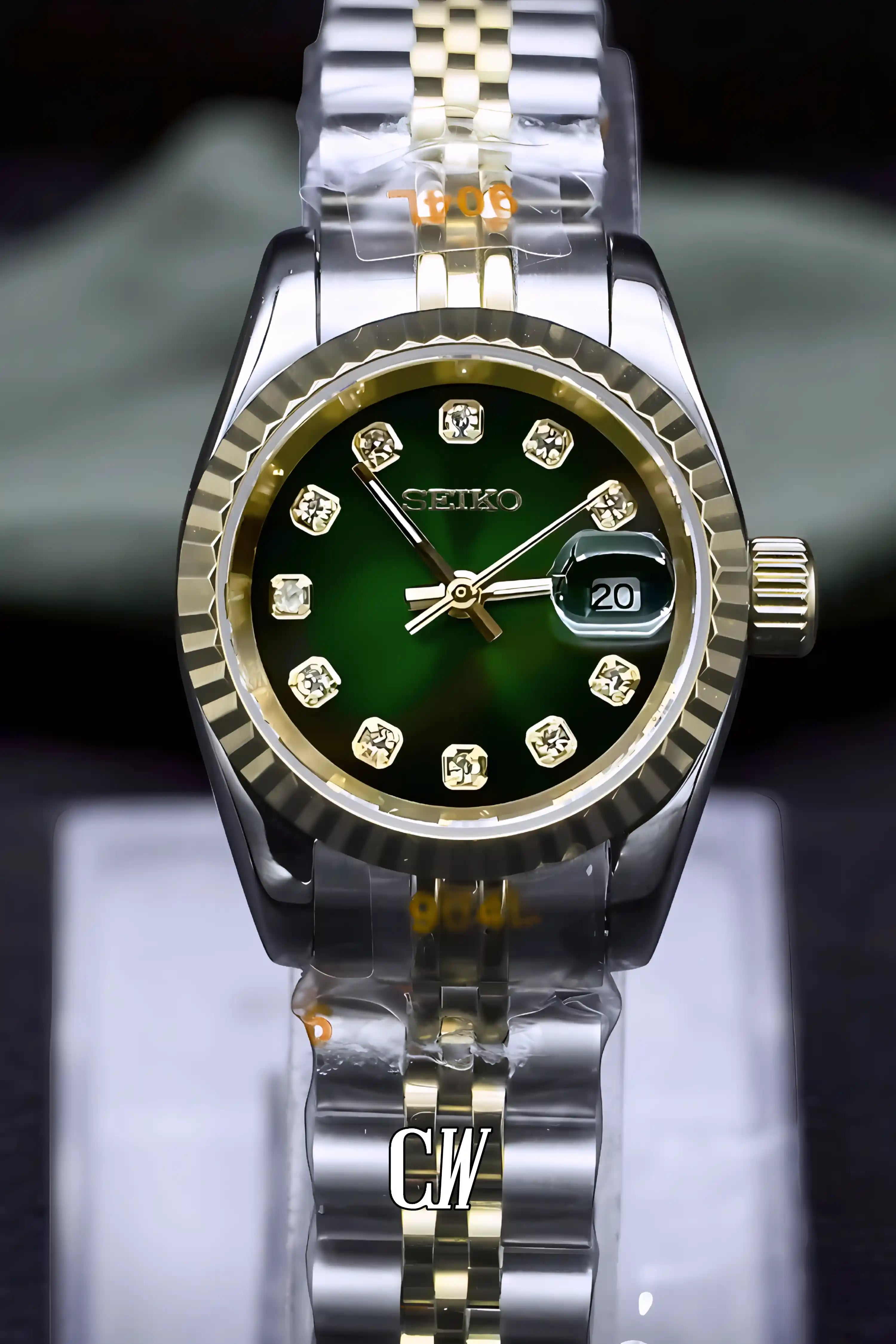 Ladies DJ mod watch 26mm two tone green-Circa Watch Labs