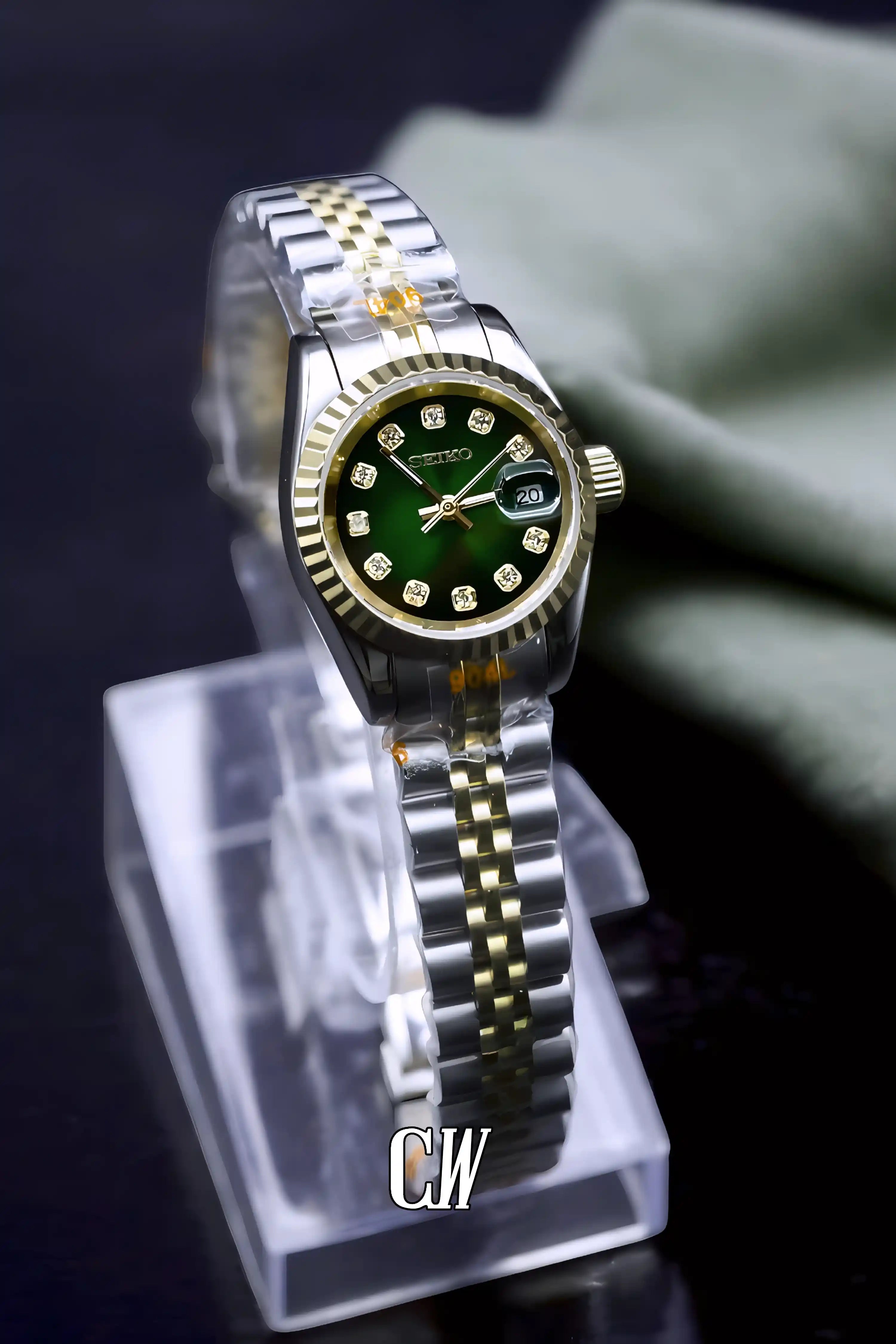 Ladies DJ mod watch 26mm two tone green-Circa Watch Labs