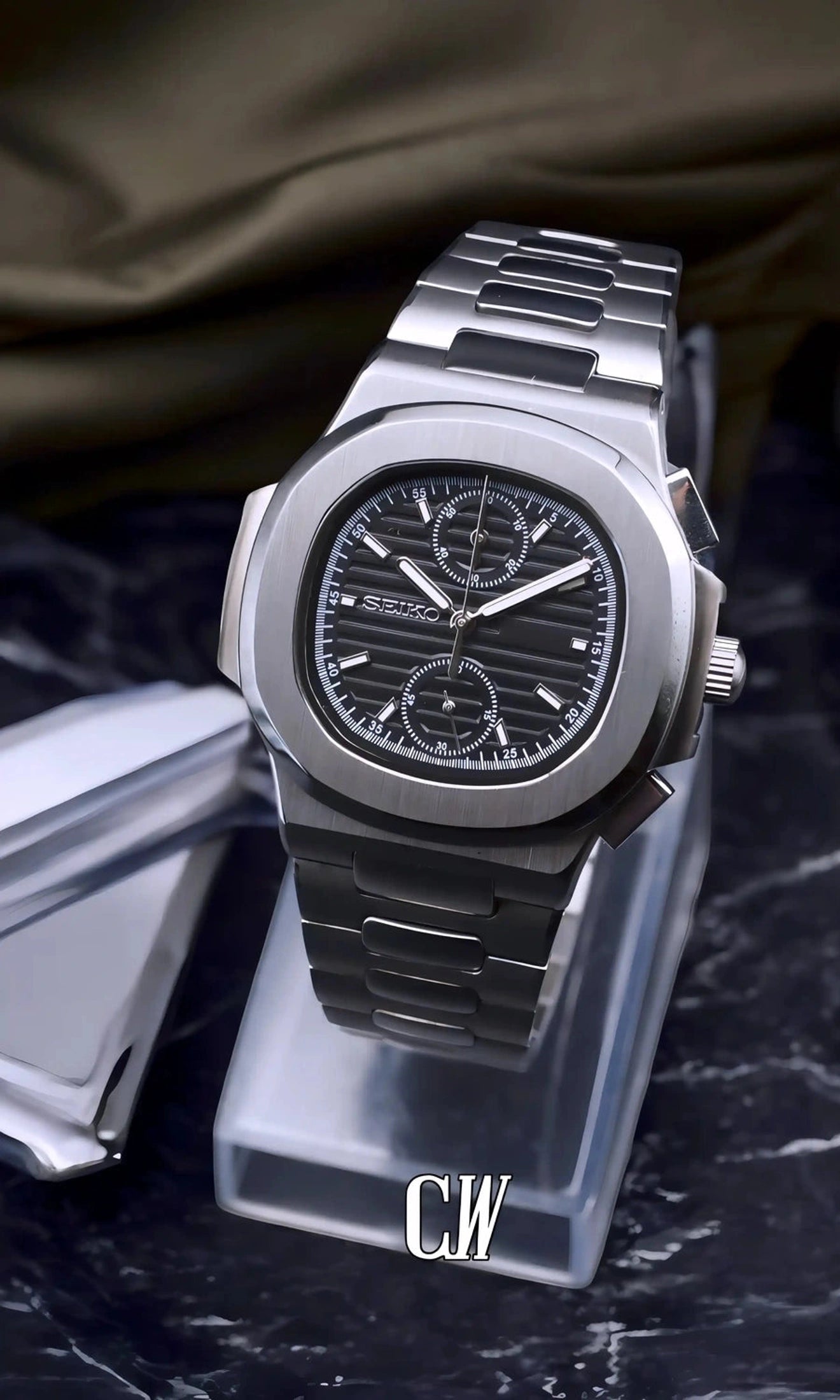 Nautiko mod chronograph watch black-Circa Watch Labs