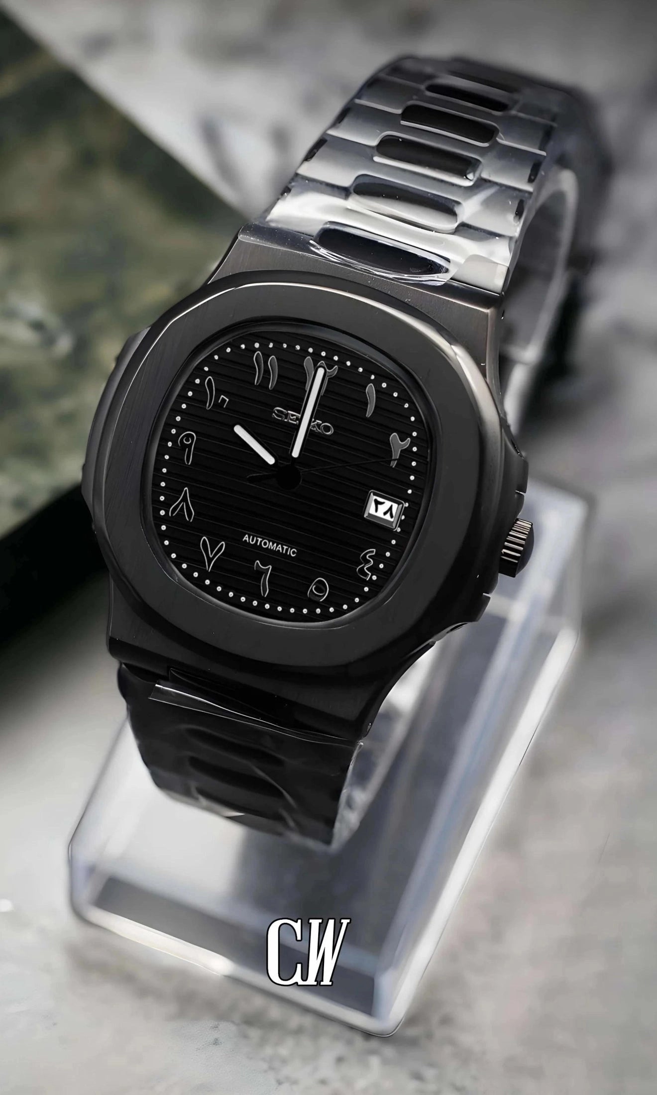 Nautiko mod watch arabic triple black-Circa Watch Labs