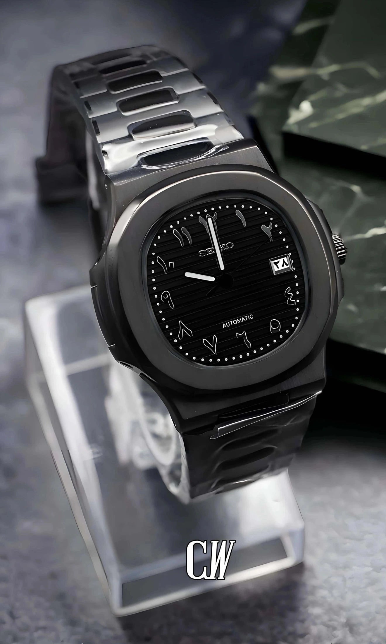 Nautiko mod watch arabic triple black-Circa Watch Labs