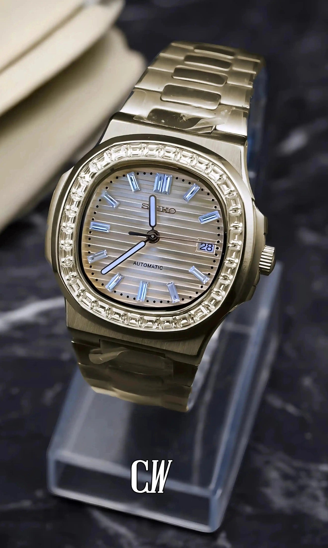 Nautiko mod watch baguette gold-Circa Watch Labs