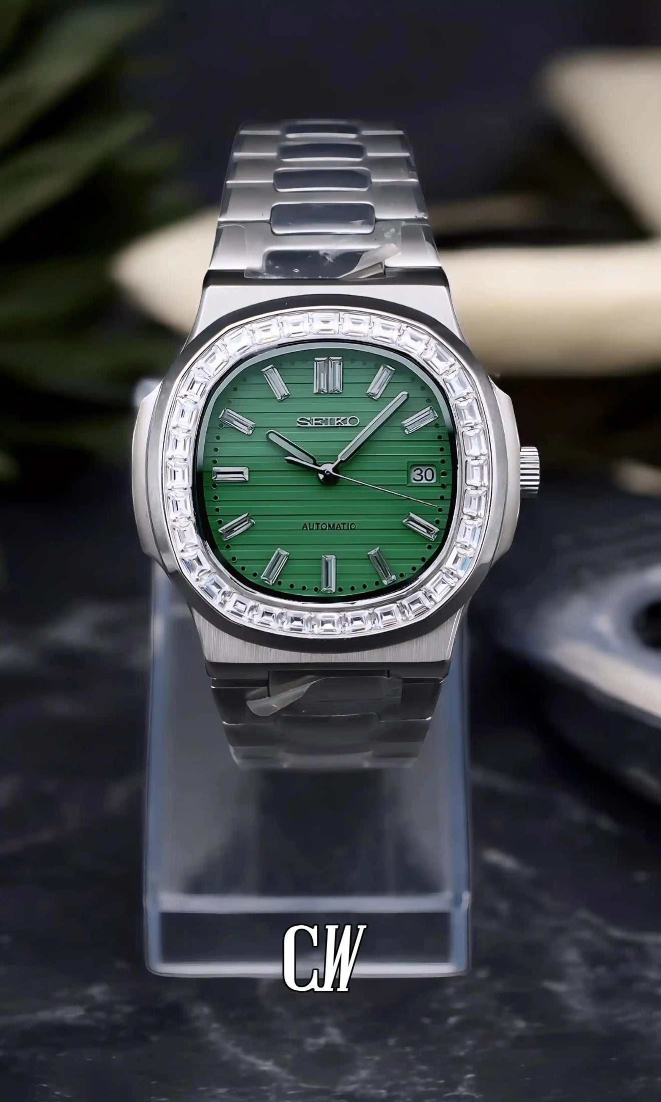 Nautiko mod watch baguette green-Circa Watch Labs