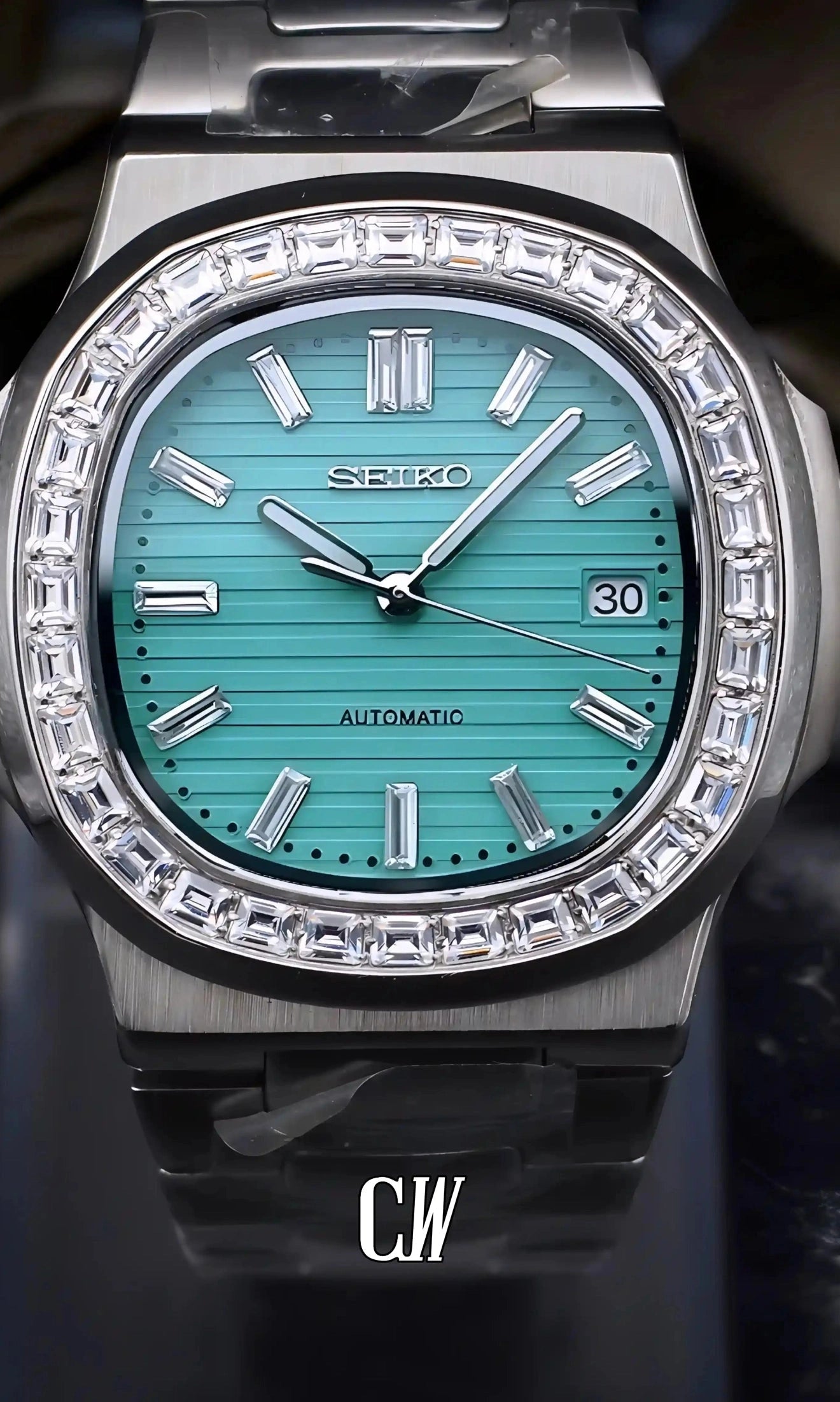 Nautiko mod watch baguette 'tiffany' blue-Circa Watch Labs