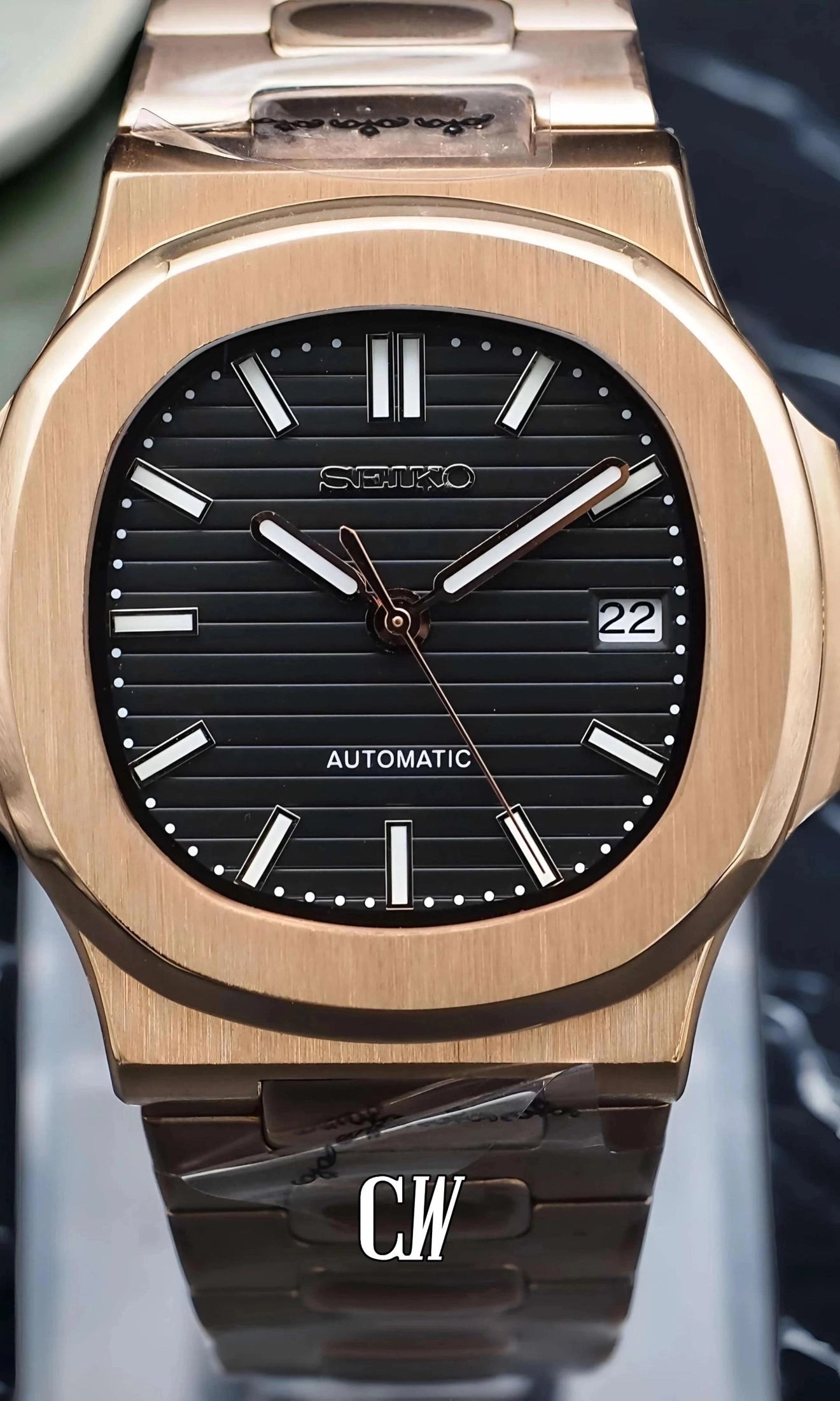 Nautiko mod watch rose gold black-Circa Watch Labs