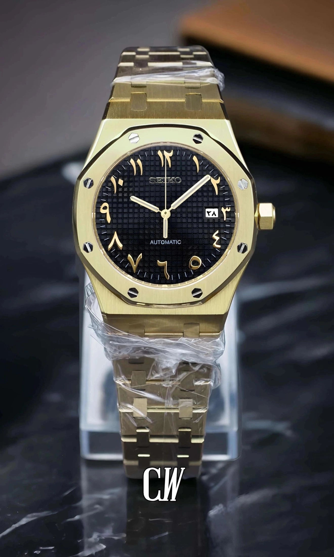 Oak mod automatic watch 'black gold' arabic-Circa Watch Labs