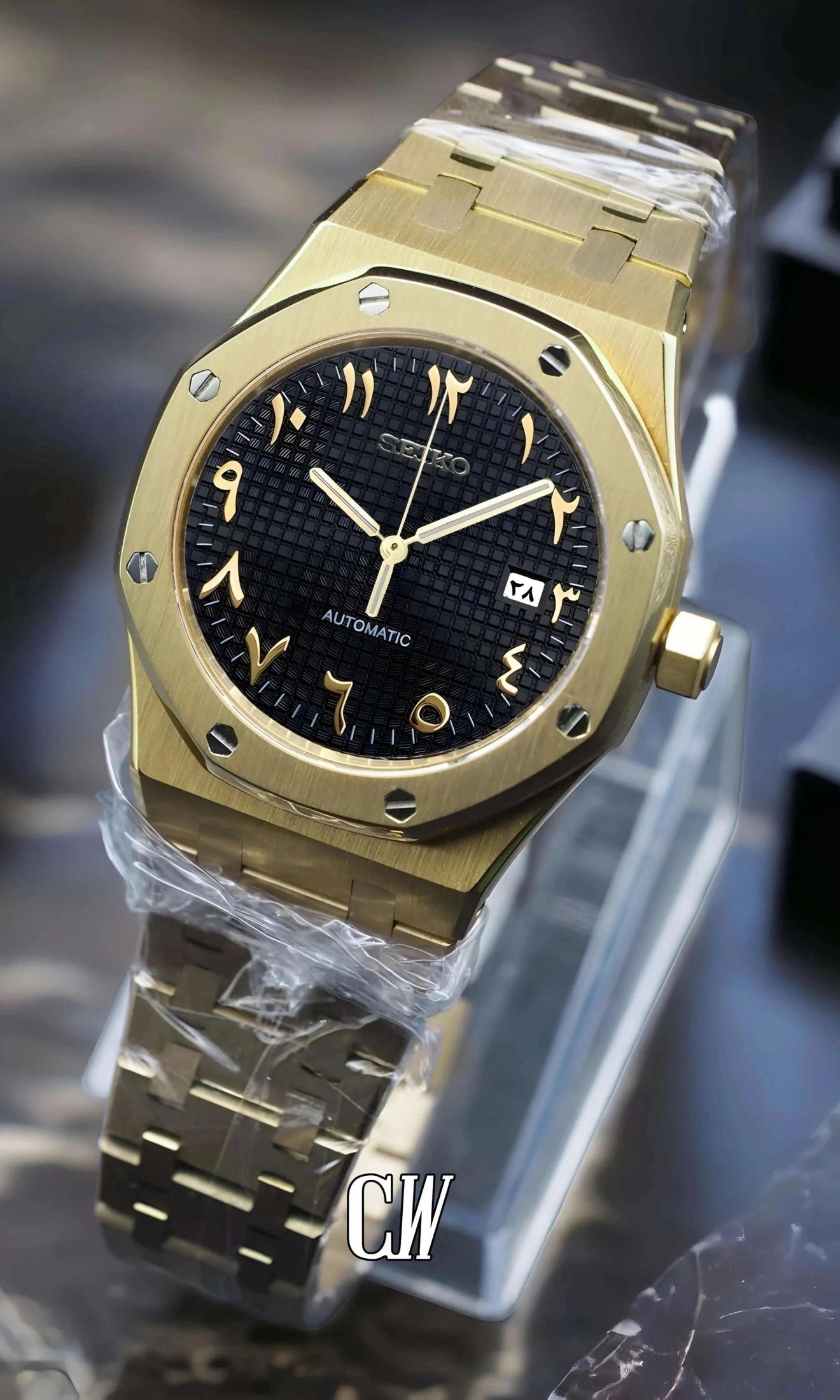 Oak mod automatic watch 'black gold' arabic-Circa Watch Labs