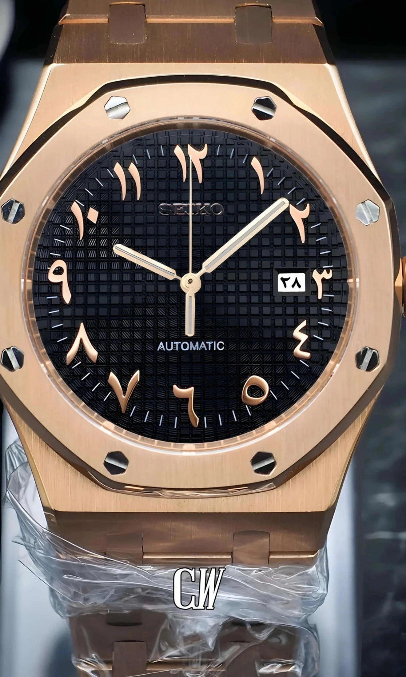 Oak mod automatic watch 'black rose gold' arabic-Circa Watch Labs
