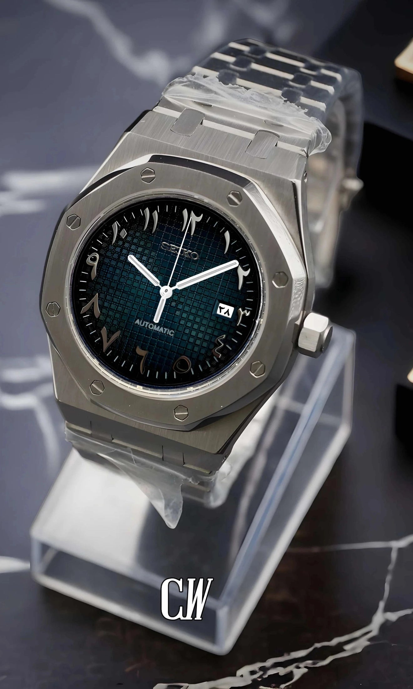 Oak mod automatic watch 'dark blue' arabic-Circa Watch Labs