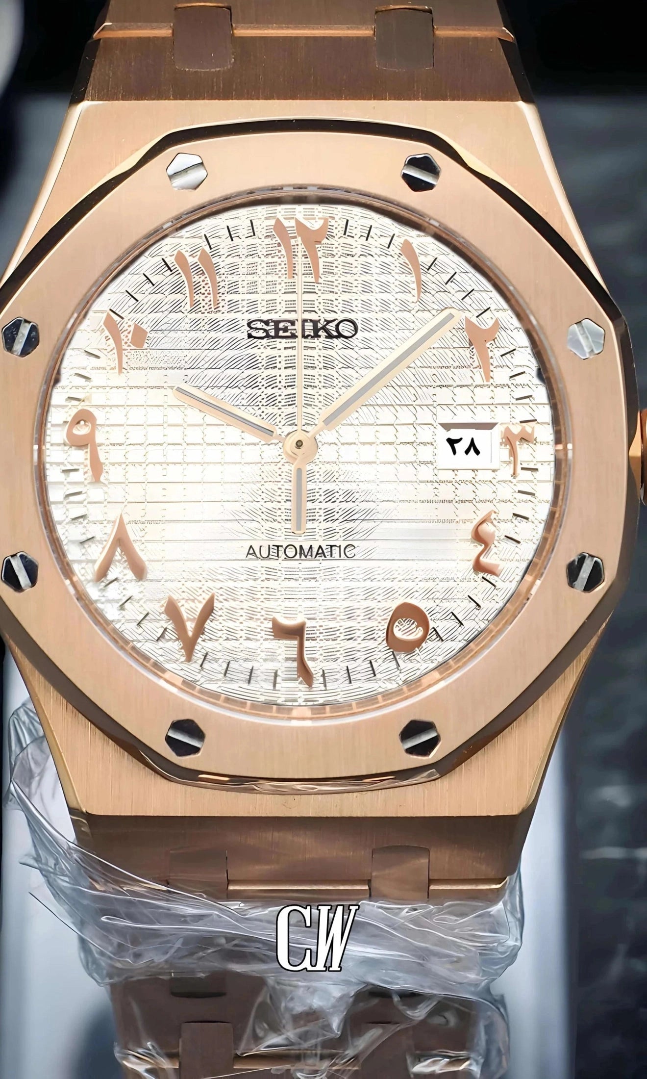 Oak mod automatic watch 'white rose gold' arabic-Circa Watch Labs