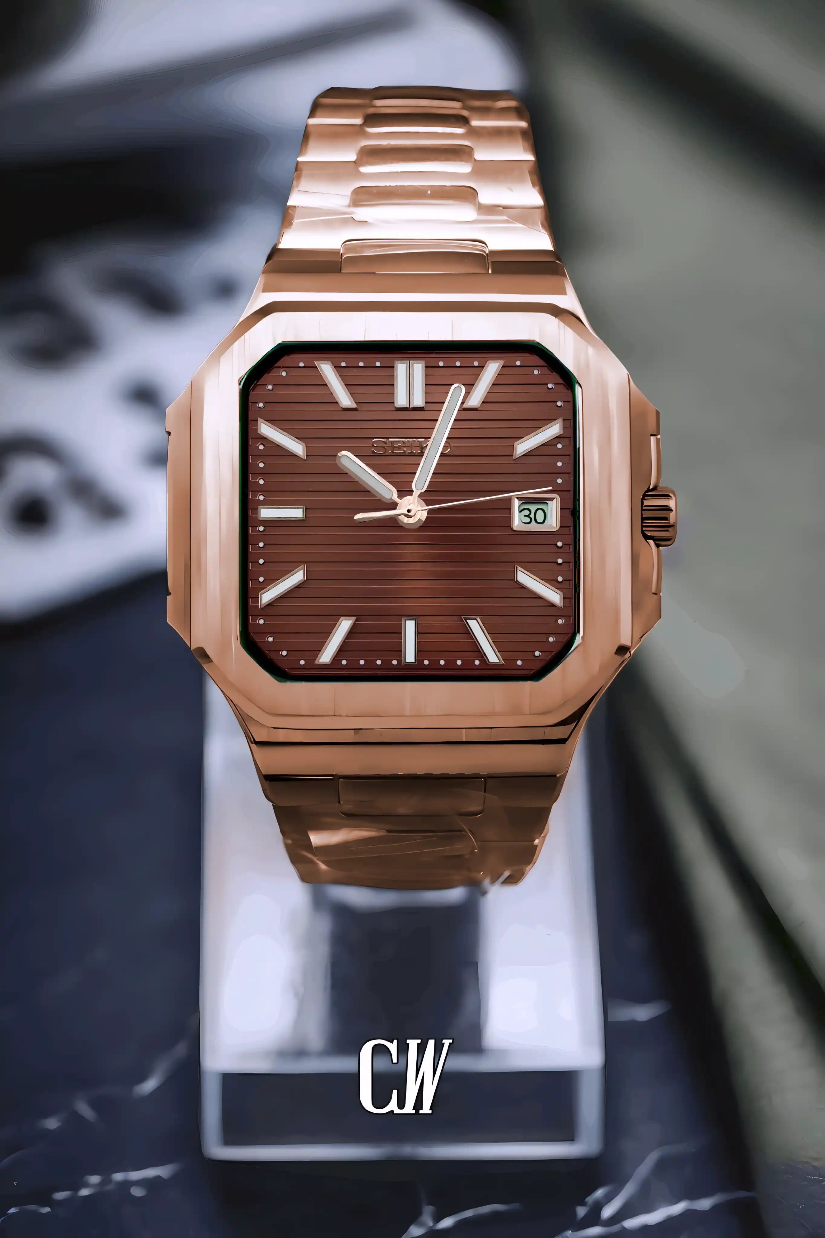 Seikocubitus mod watch rose gold brown