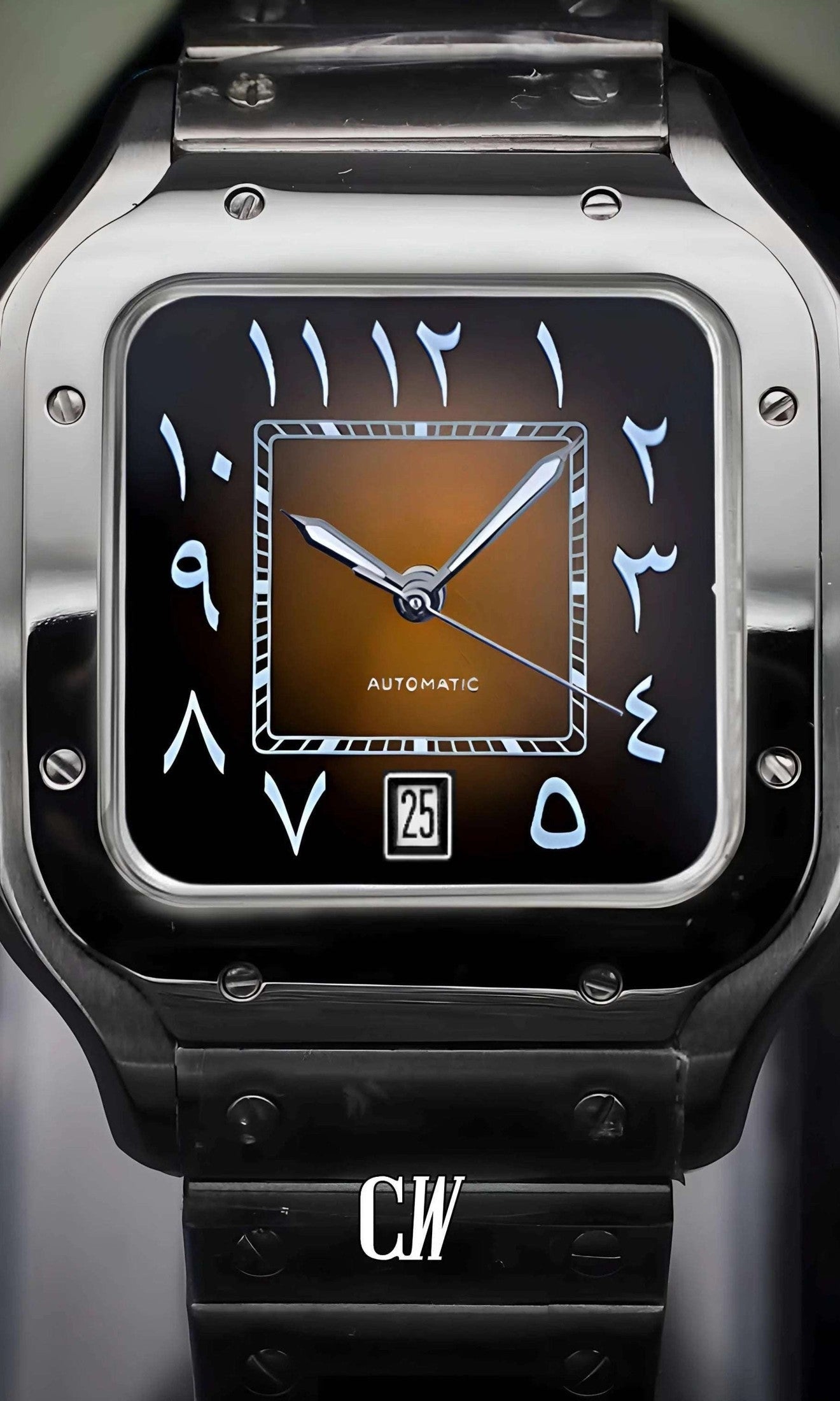 Santo Mod Santos style watch arabic brown-Circa Watch Labs