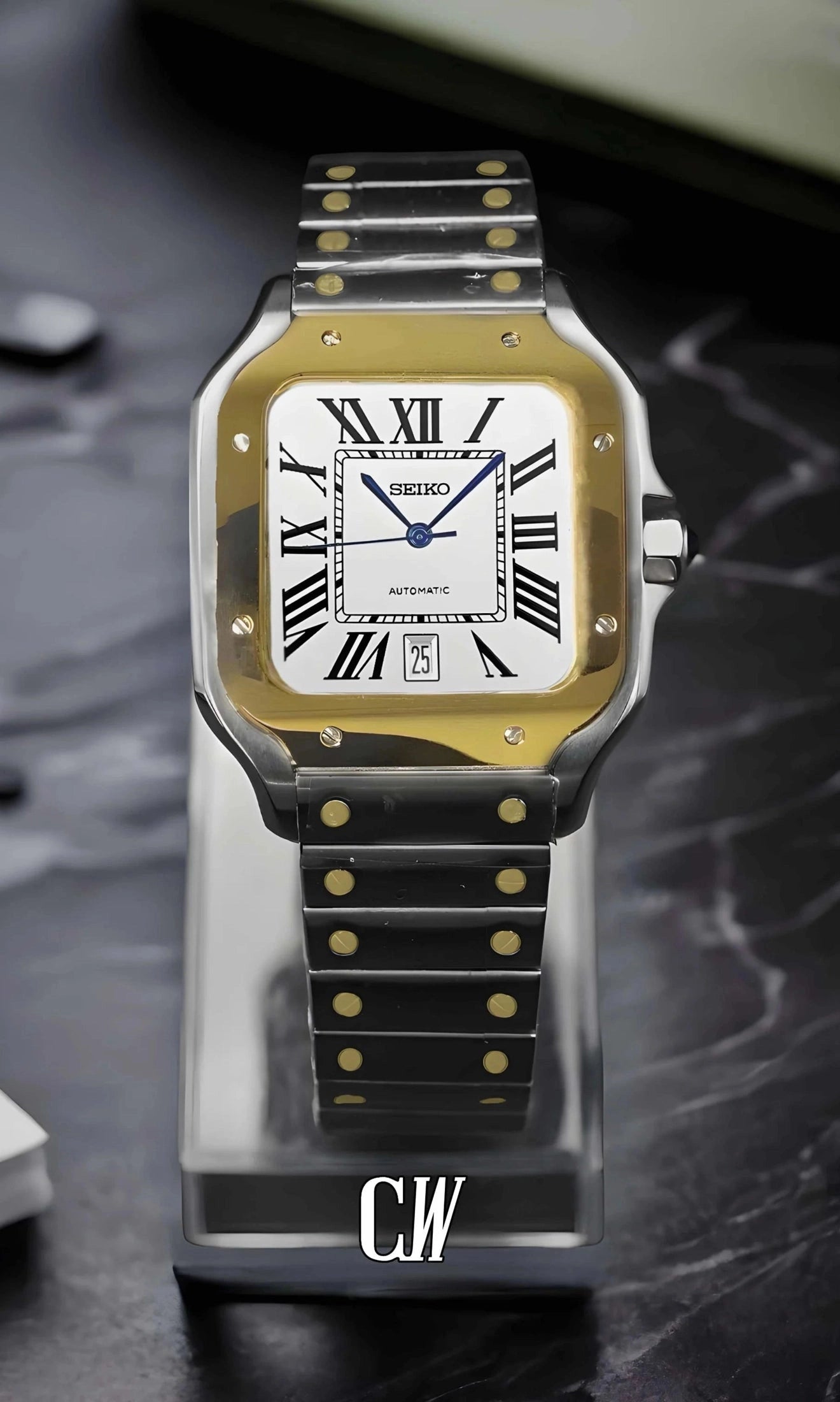 Santo Mod Santos style watch two tone gold-Circa Watch Labs