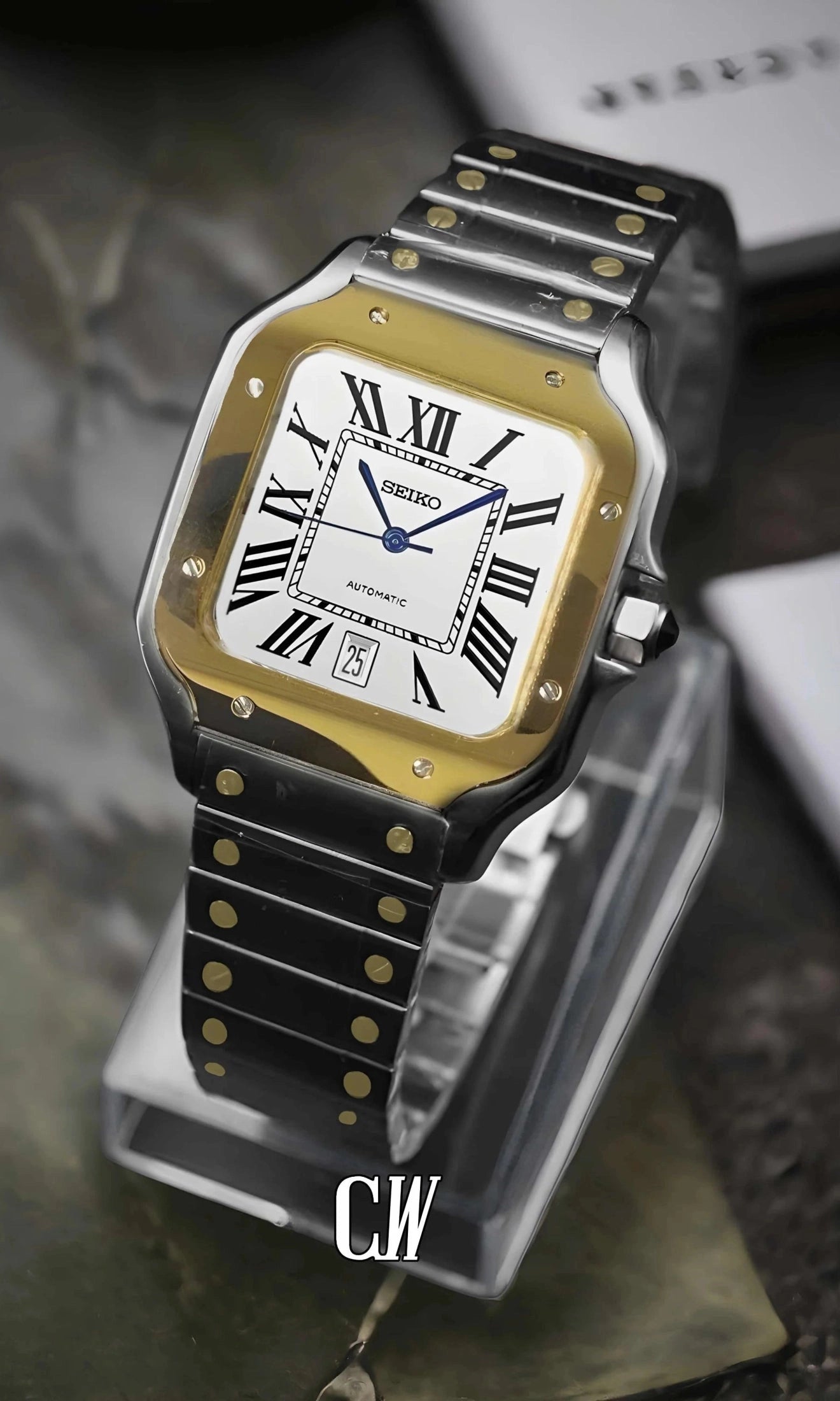 Santo Mod Santos style watch two tone gold-Circa Watch Labs