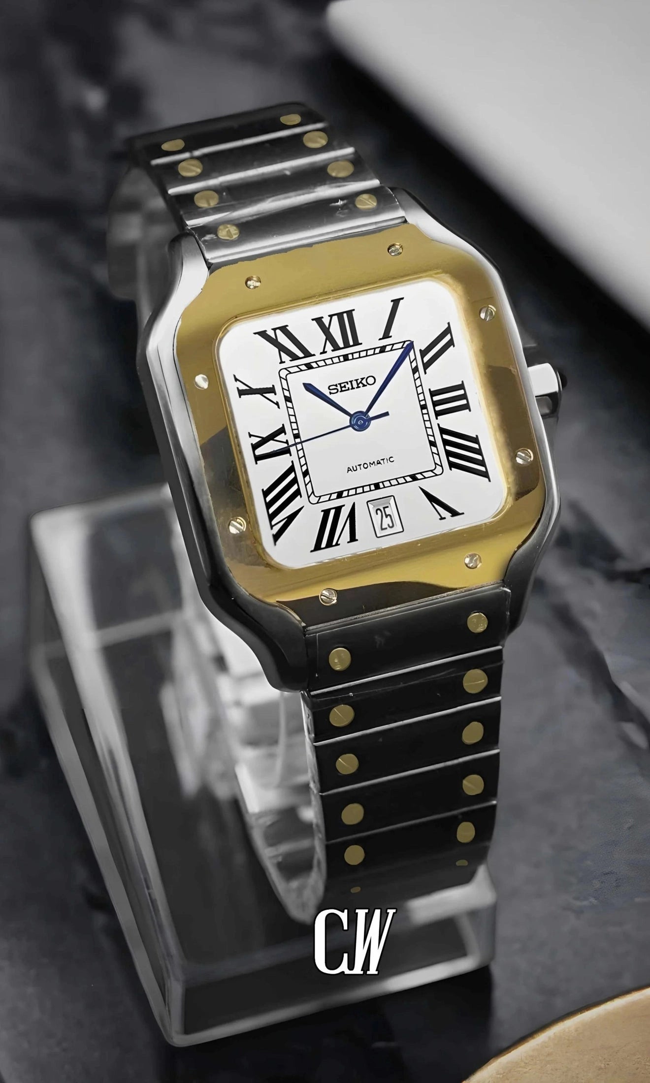 Santo Mod Santos style watch two tone gold-Circa Watch Labs