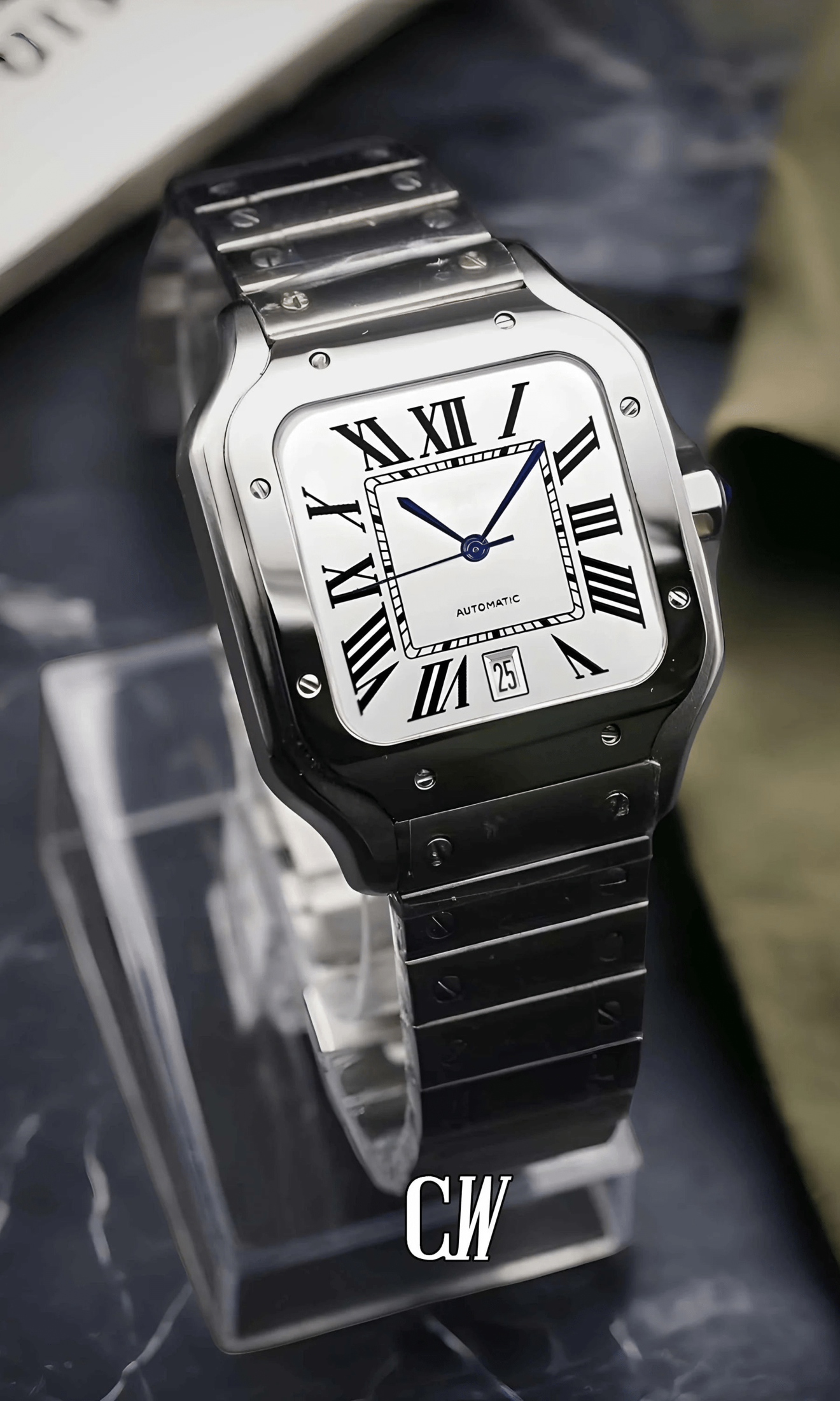 Santo Mod Santos style watch white-Circa Watch Labs
