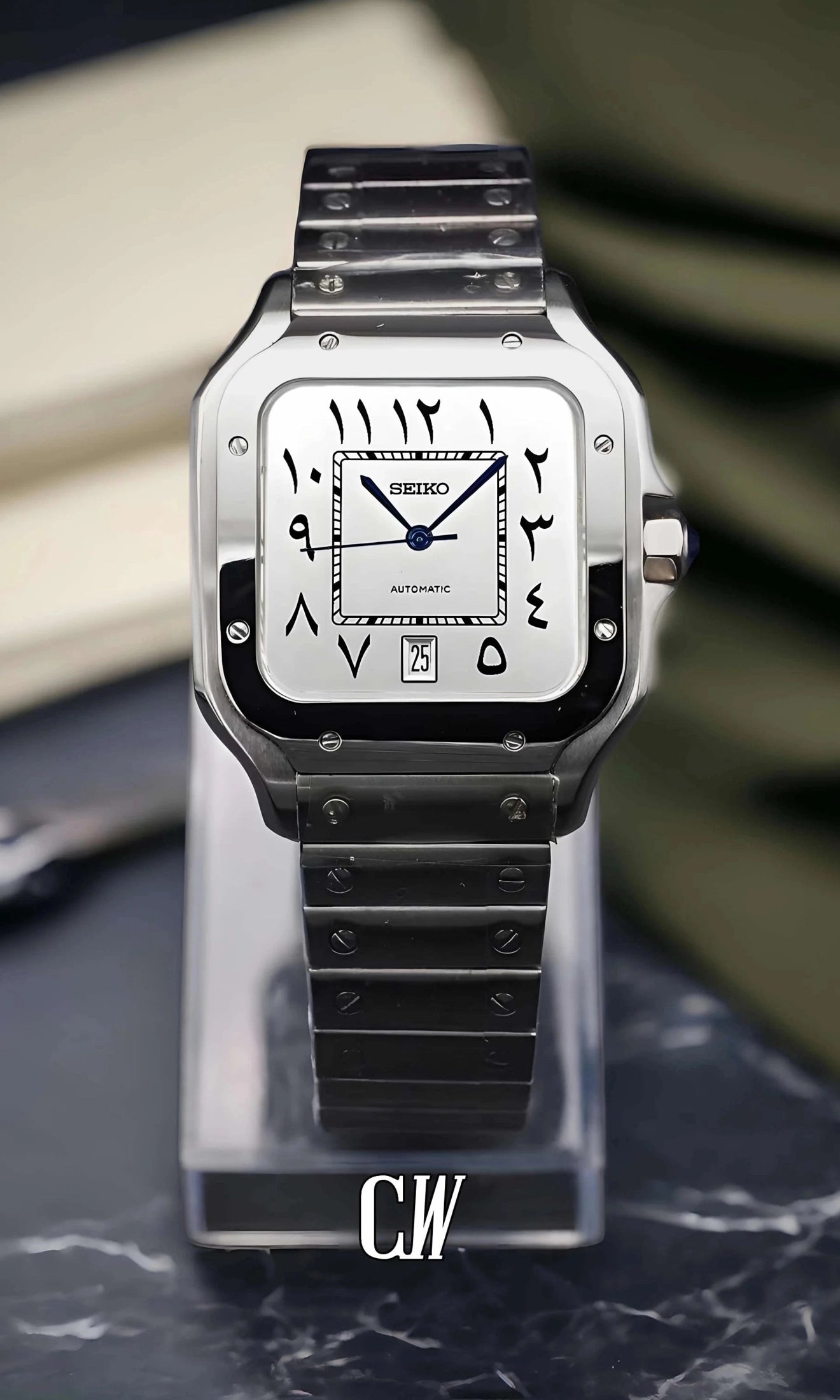 Santo Mod Santos style watch white arabic-Circa Watch Labs