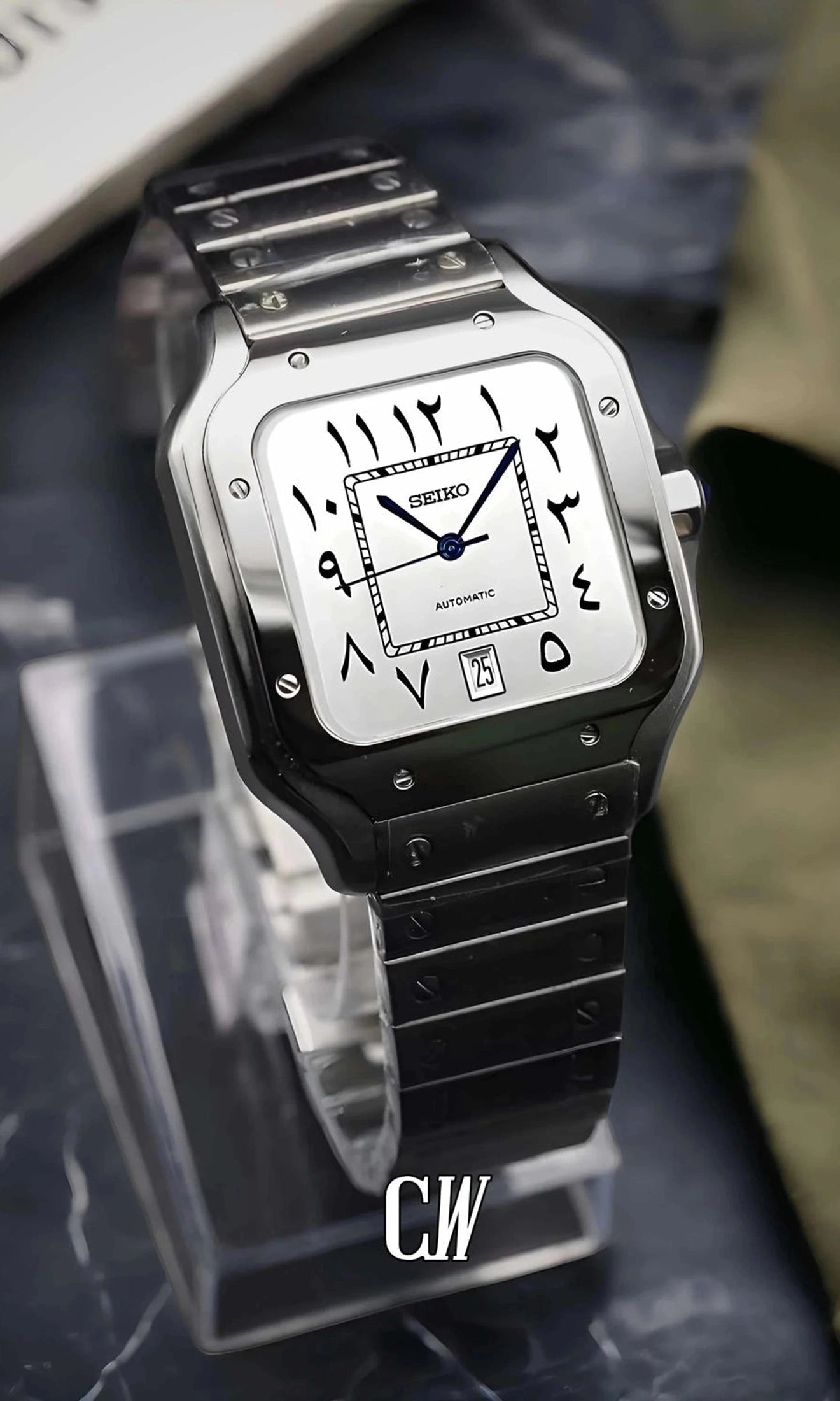 Santo Mod Santos style watch white arabic-Circa Watch Labs