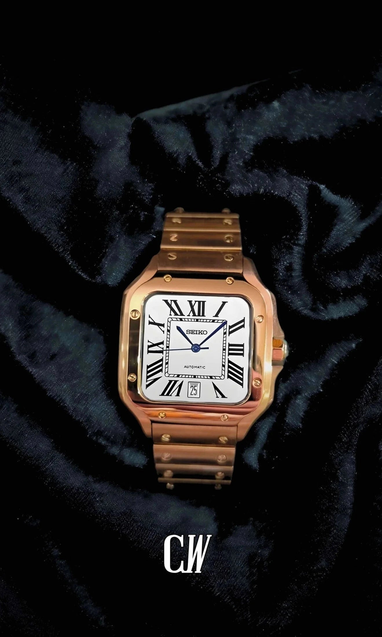 Santo Mod Santos style watch white rose gold-Circa Watch Labs