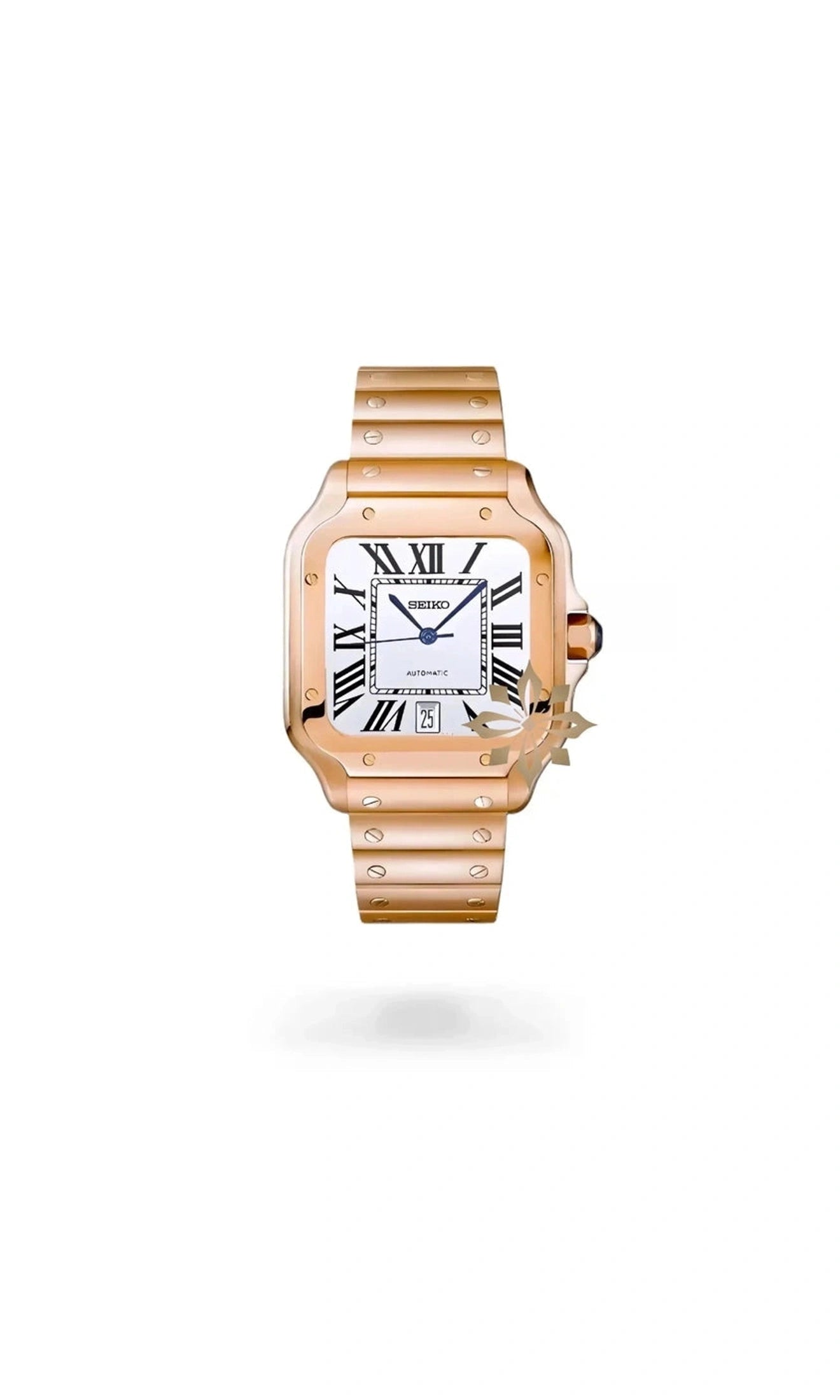 Santo Mod Santos style watch white rose gold-Circa Watch Labs