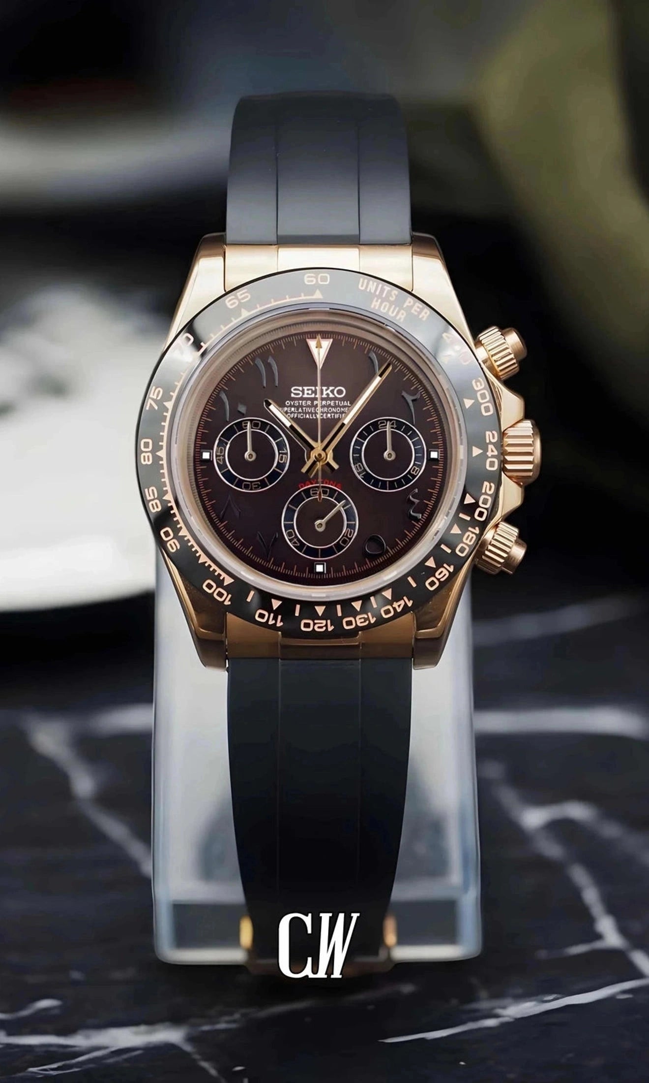 Seitona mod brown rose gold arabic watch-Circa Watch Labs