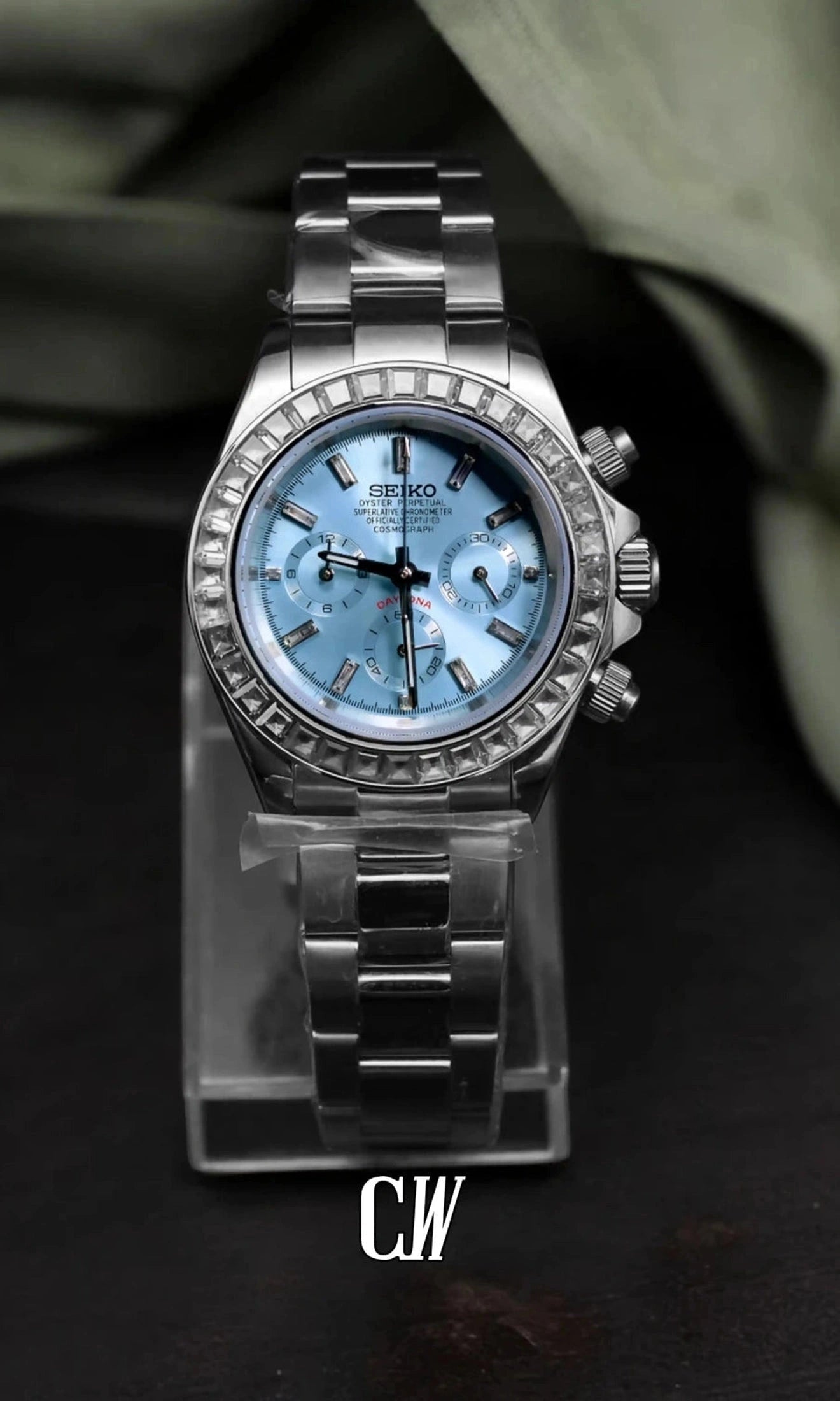 Seitona mod platinum baguette style watch-Circa Watch Labs