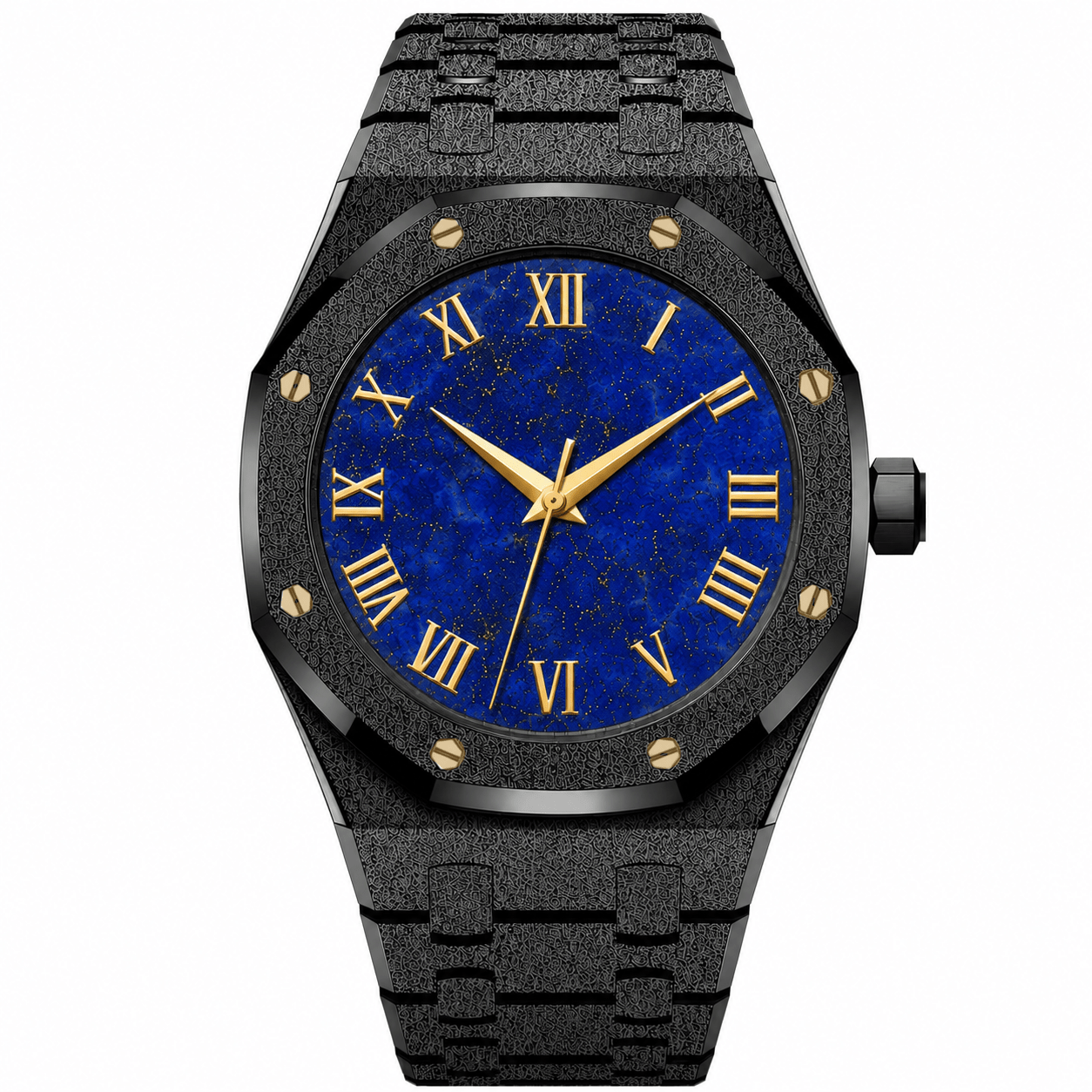 Custom Lapiz Lazuli frosted black watch for client - Eber Doyle - Circa Watch Labs seiko mod