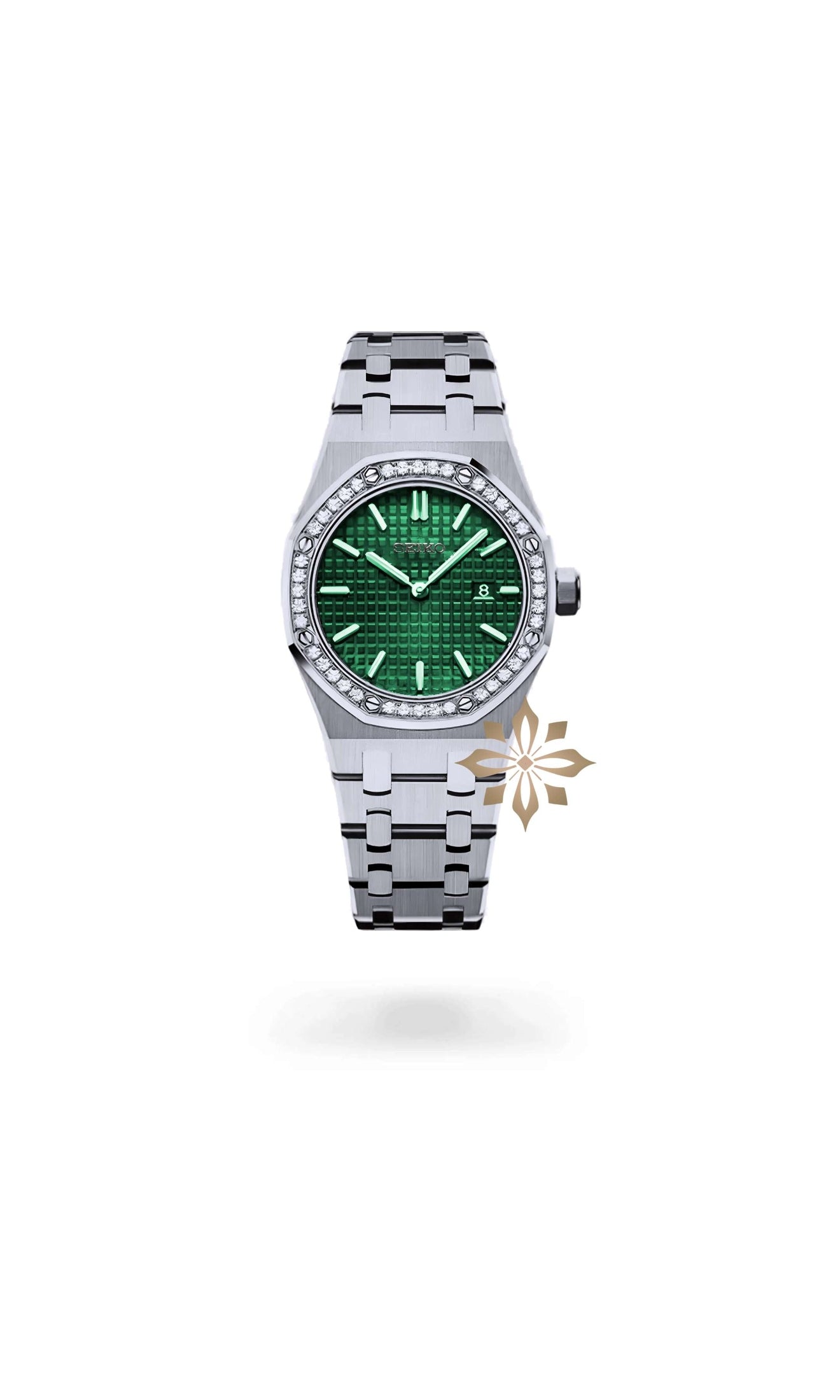 Ladies mod Royal Seikoak watch iced 'green' - Circa Watch Labs